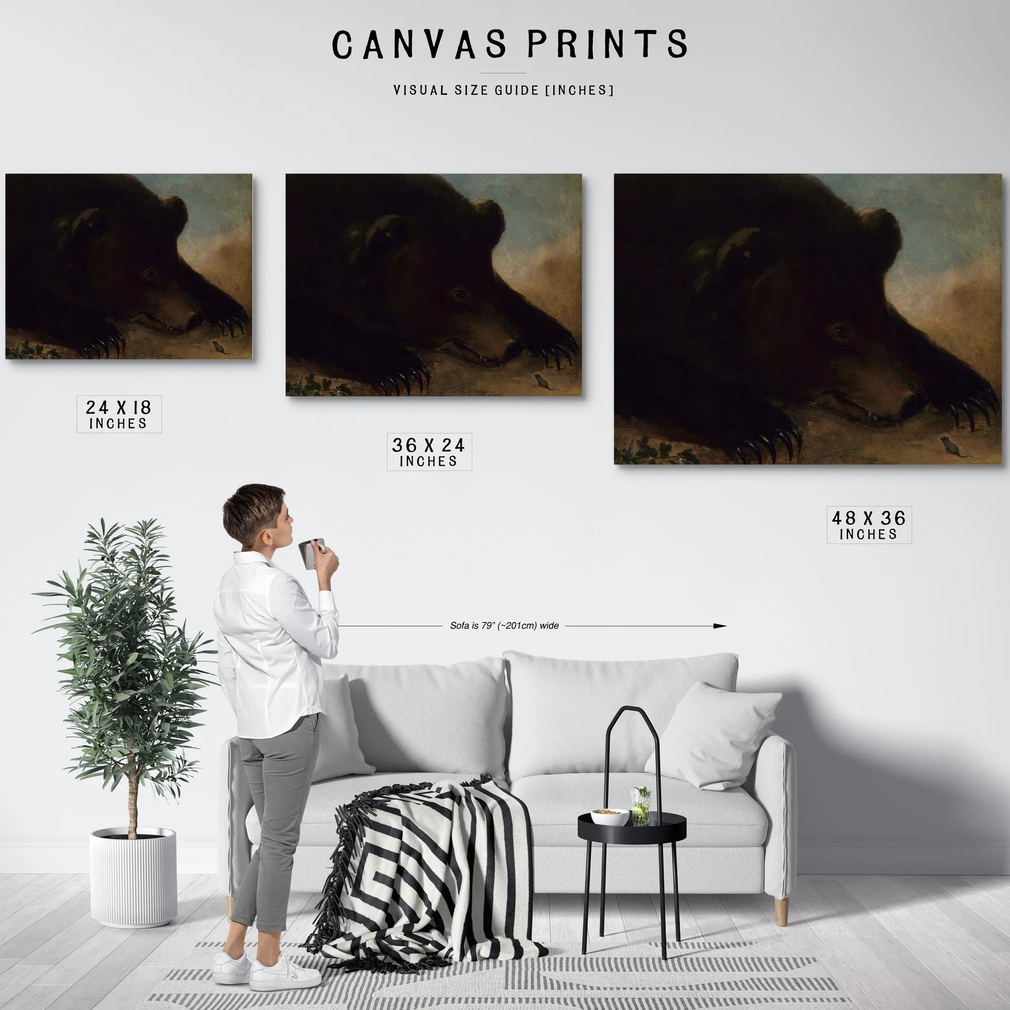 Portraits Of A Grizzly Bear And Mouse, Life Size By George Catlin Fine Art Print