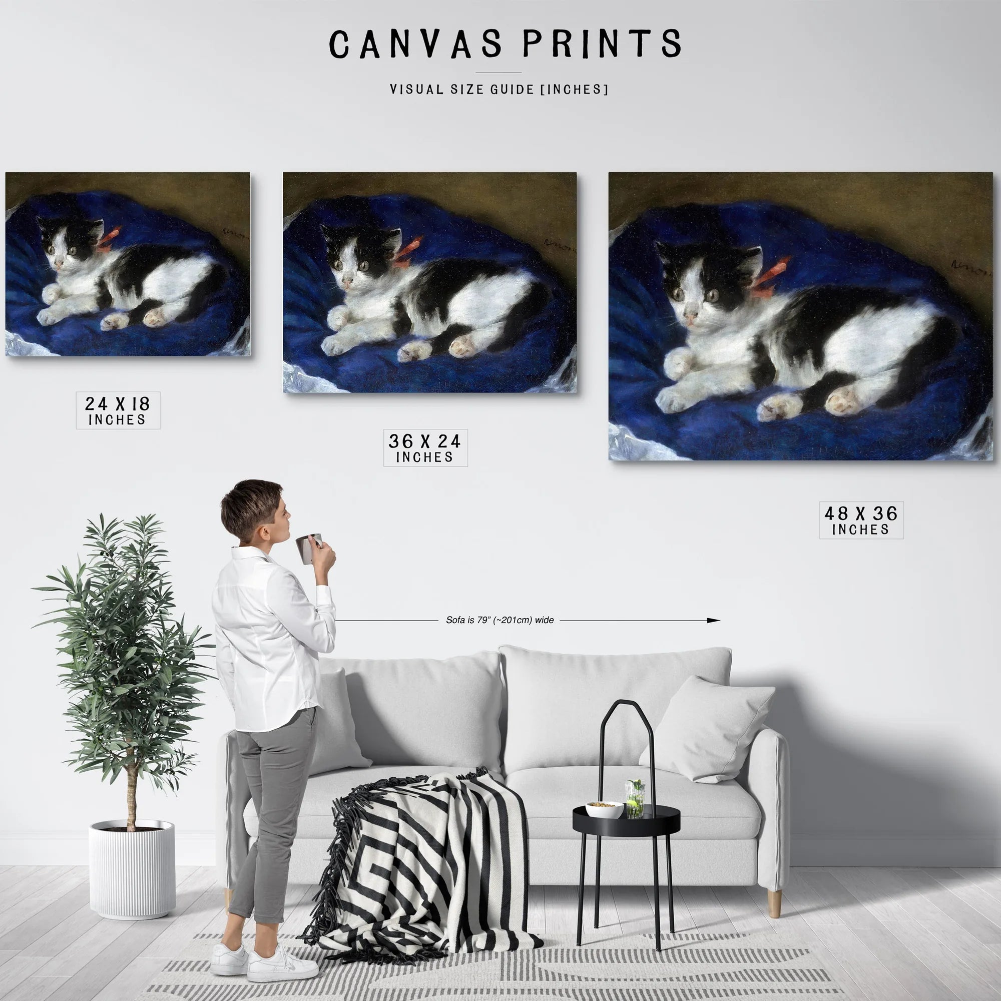 Cat On Blue Cushion By Pierre August Renoir Fine Art Print