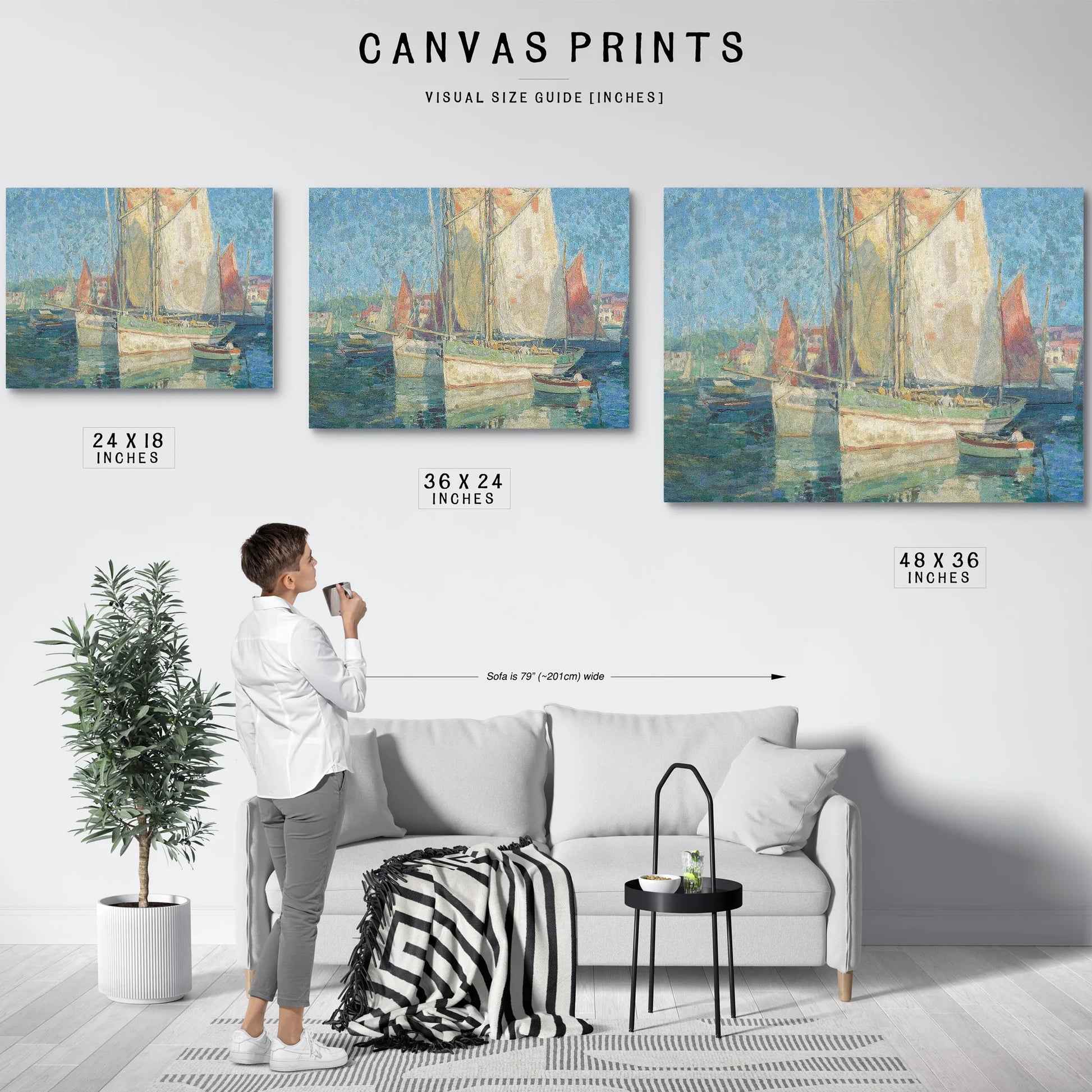 Fishing Boats In A Harbor By Edgar Payne Fine Art Print