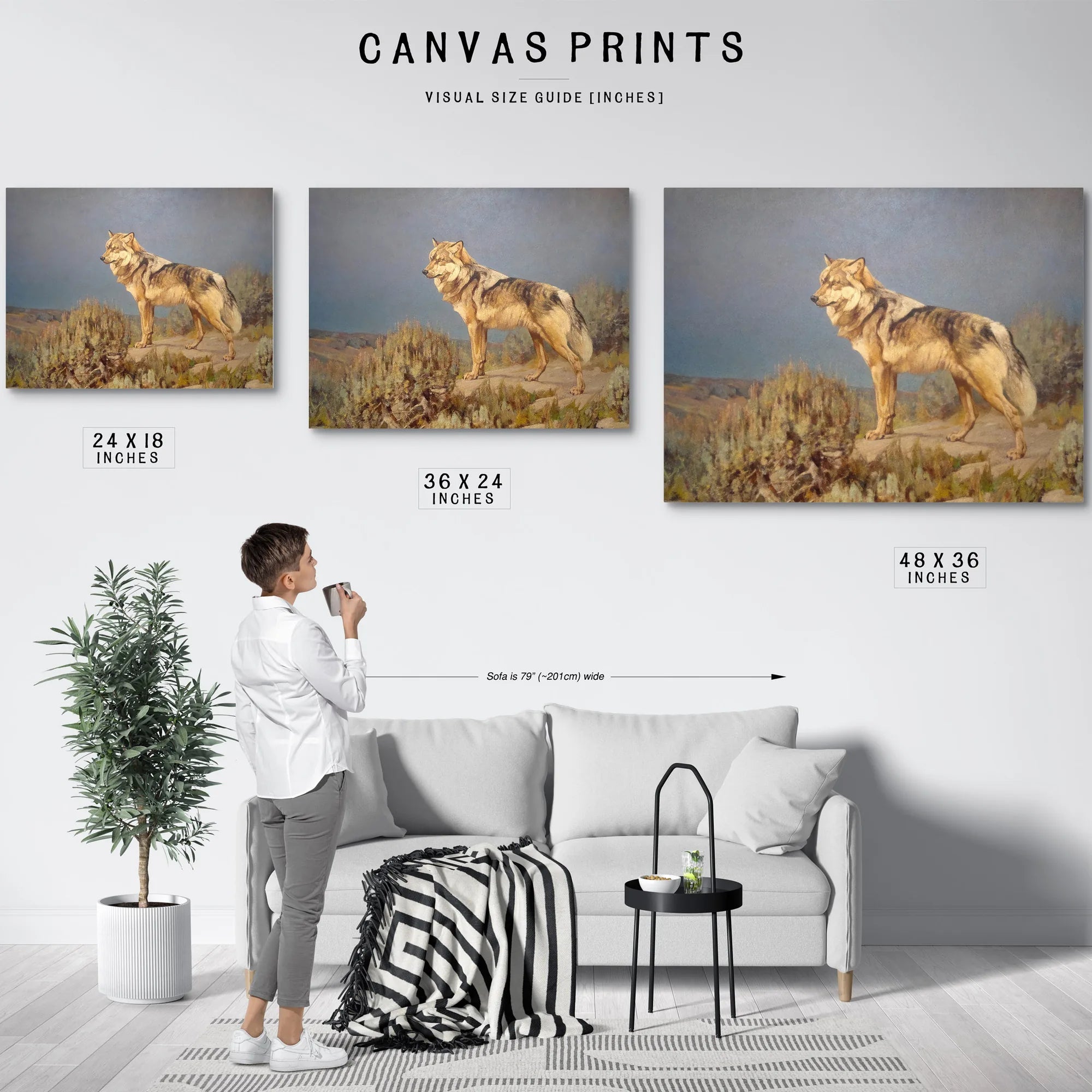 Grey Wolf Standing On A Bluff By Carl Rungius Fine Art Print