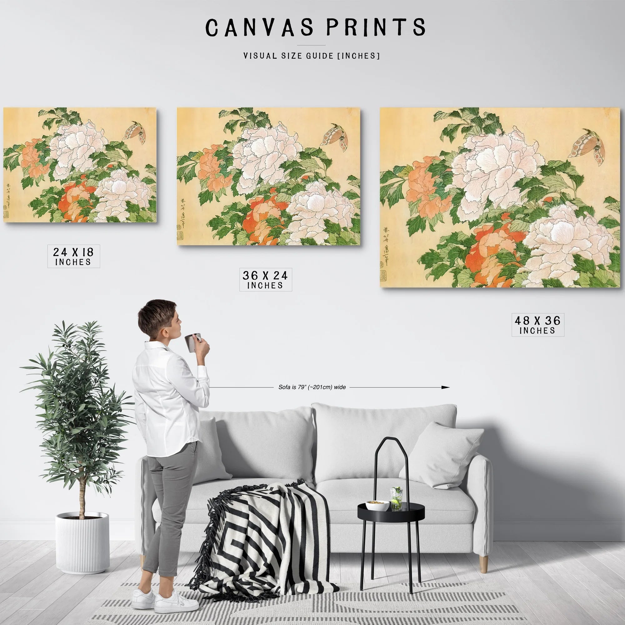 Peonies And Butterfly By Hokusai Fine Art Print