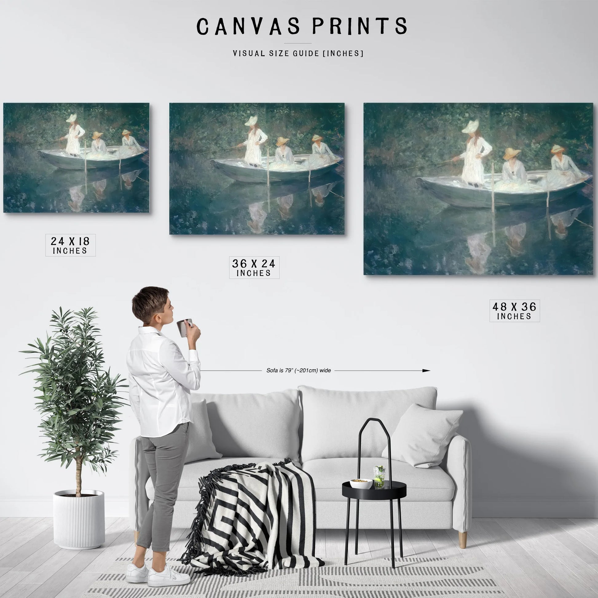 In The Boat By Claude Monet Fine Art Print