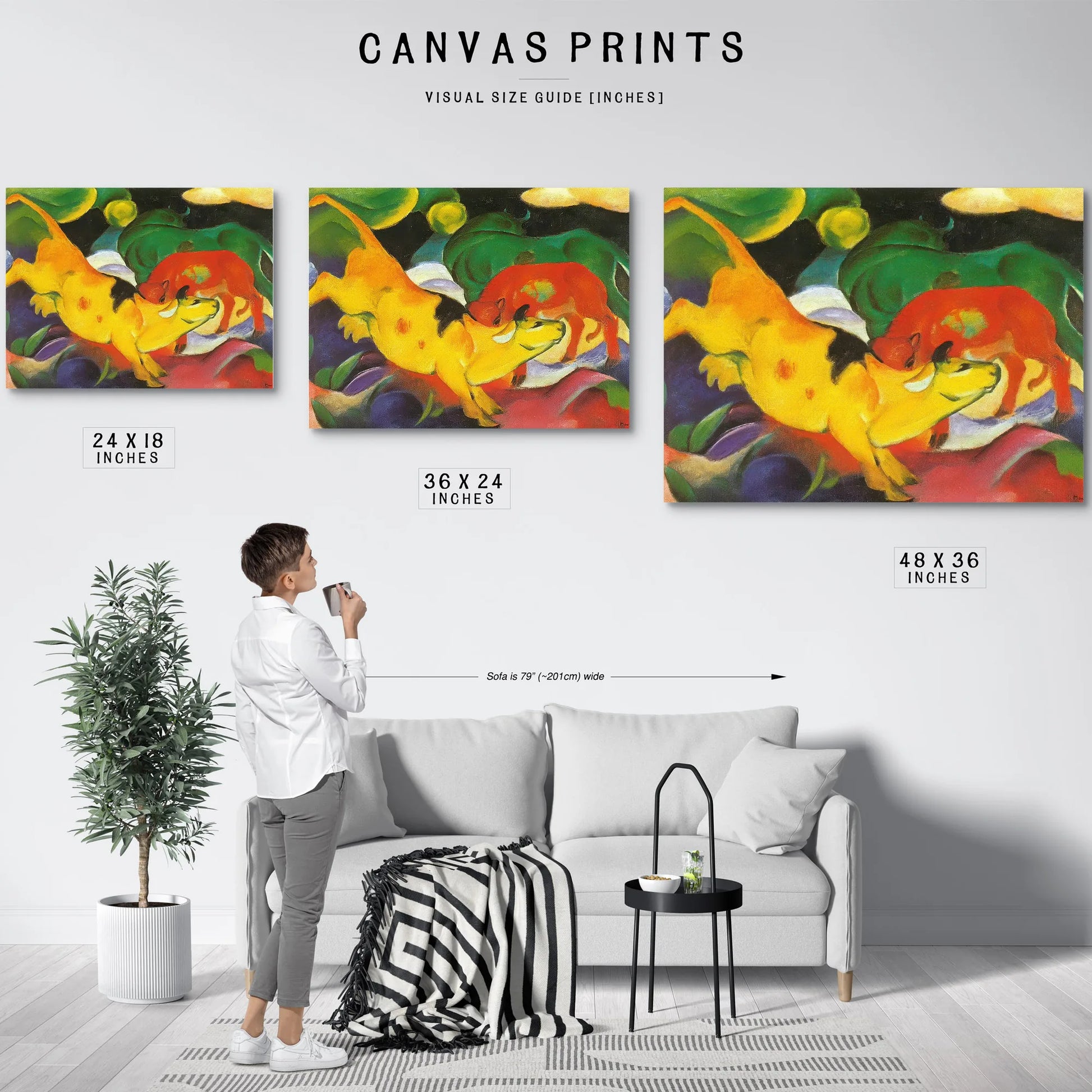 Cows Yellow Red Green By Franz Marc Fine Art Print