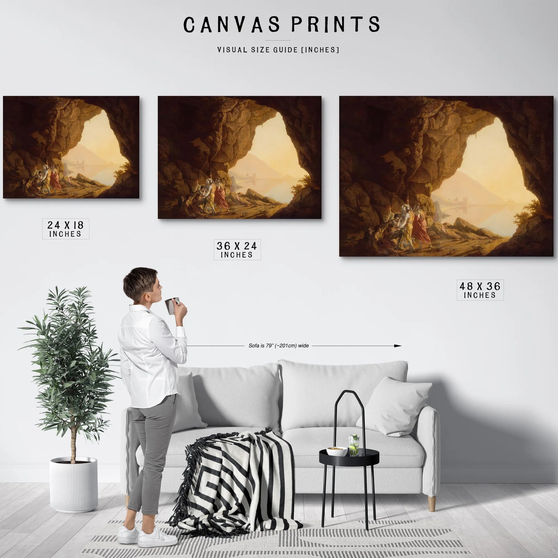 Grotto By The Seaside In The Kingdom Of Naples With Banditti Sunset by Joseph Wright Of Derby Fine Art Print