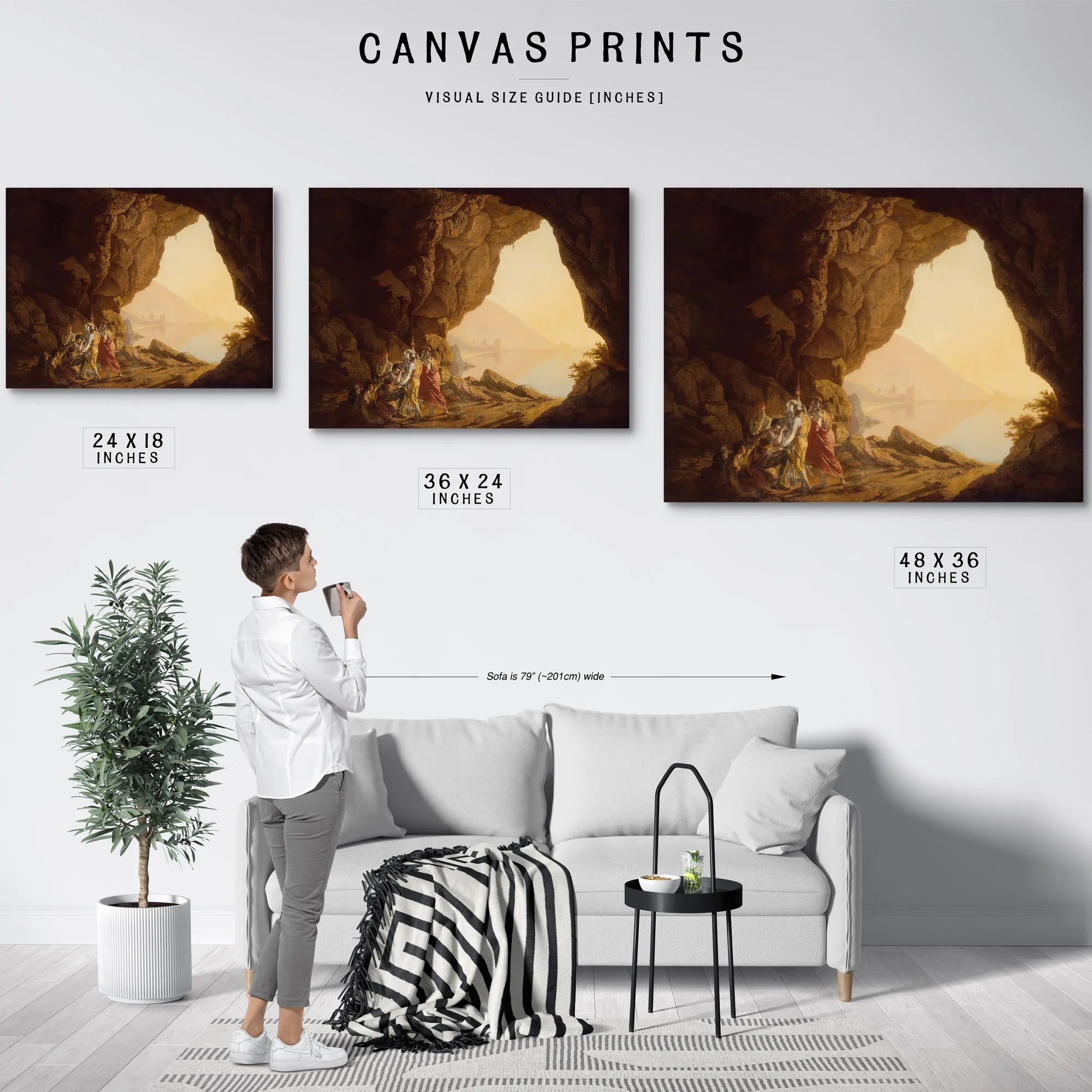 Grotto By The Seaside In The Kingdom Of Naples With Banditti Sunset by Joseph Wright Of Derby Fine Art Print