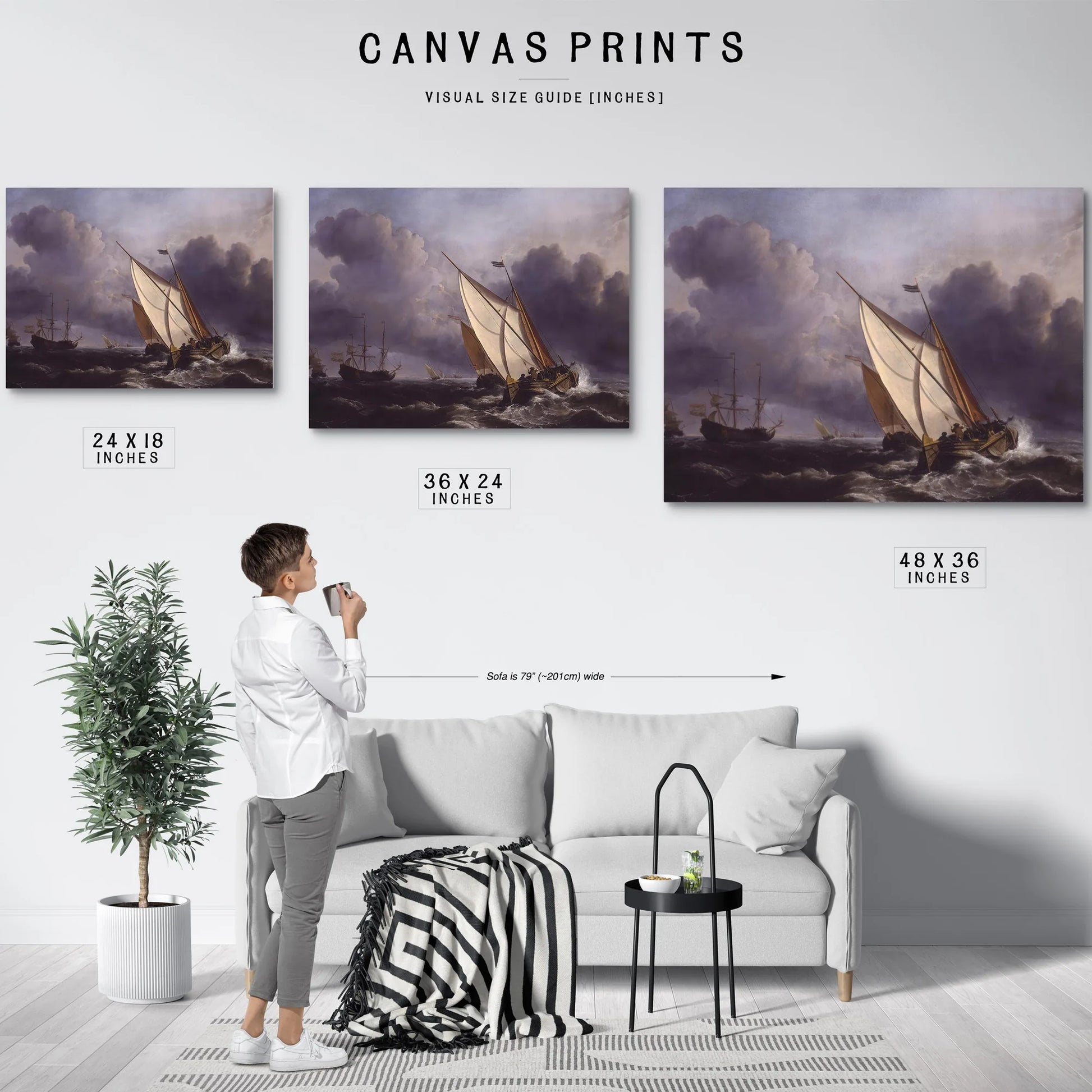 Ships In A Stormy Sea By Willem Van De Velde Ii Fine Art Print