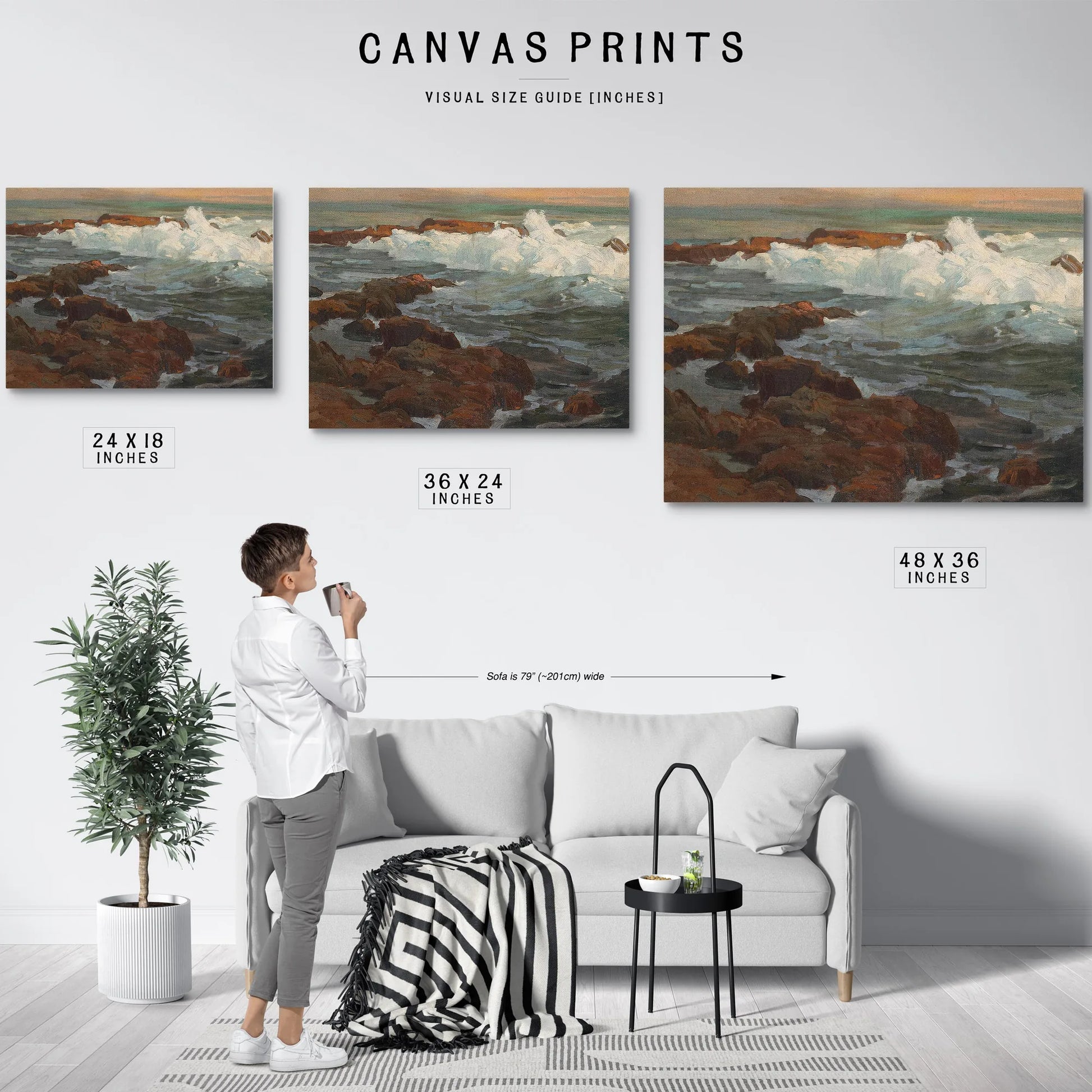 Waves Breaking Along A Rocky Coast By Edgar Payne Fine Art Print