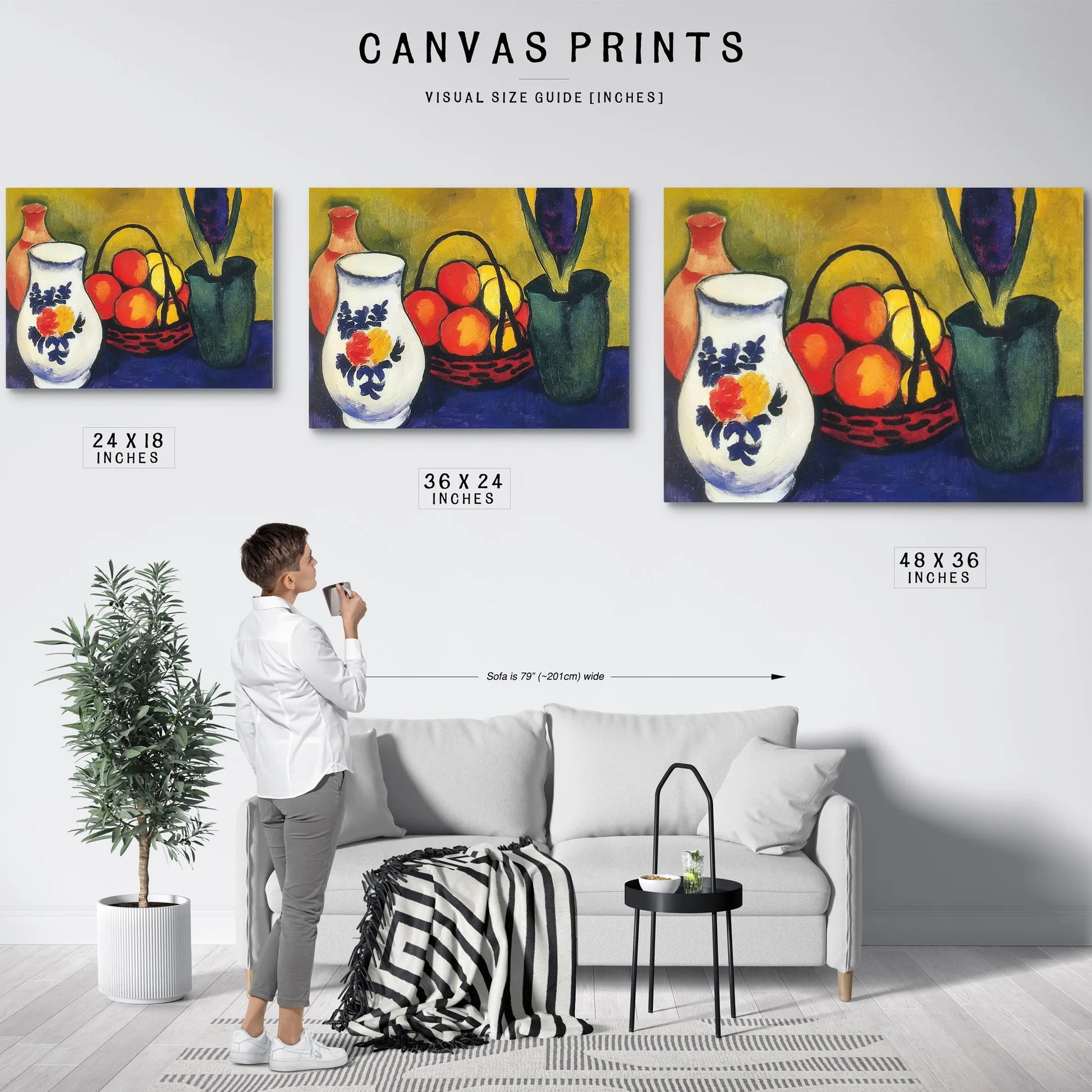 White Pot Flowers And Fruit By August Macke Fine Art Print