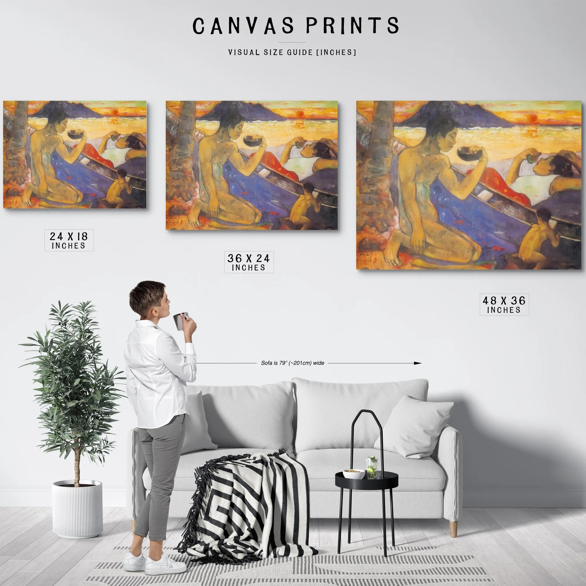 Te Vaa ( The Canoe) Or A Thahitian Family By Paul Gauguin Fine Art Print
