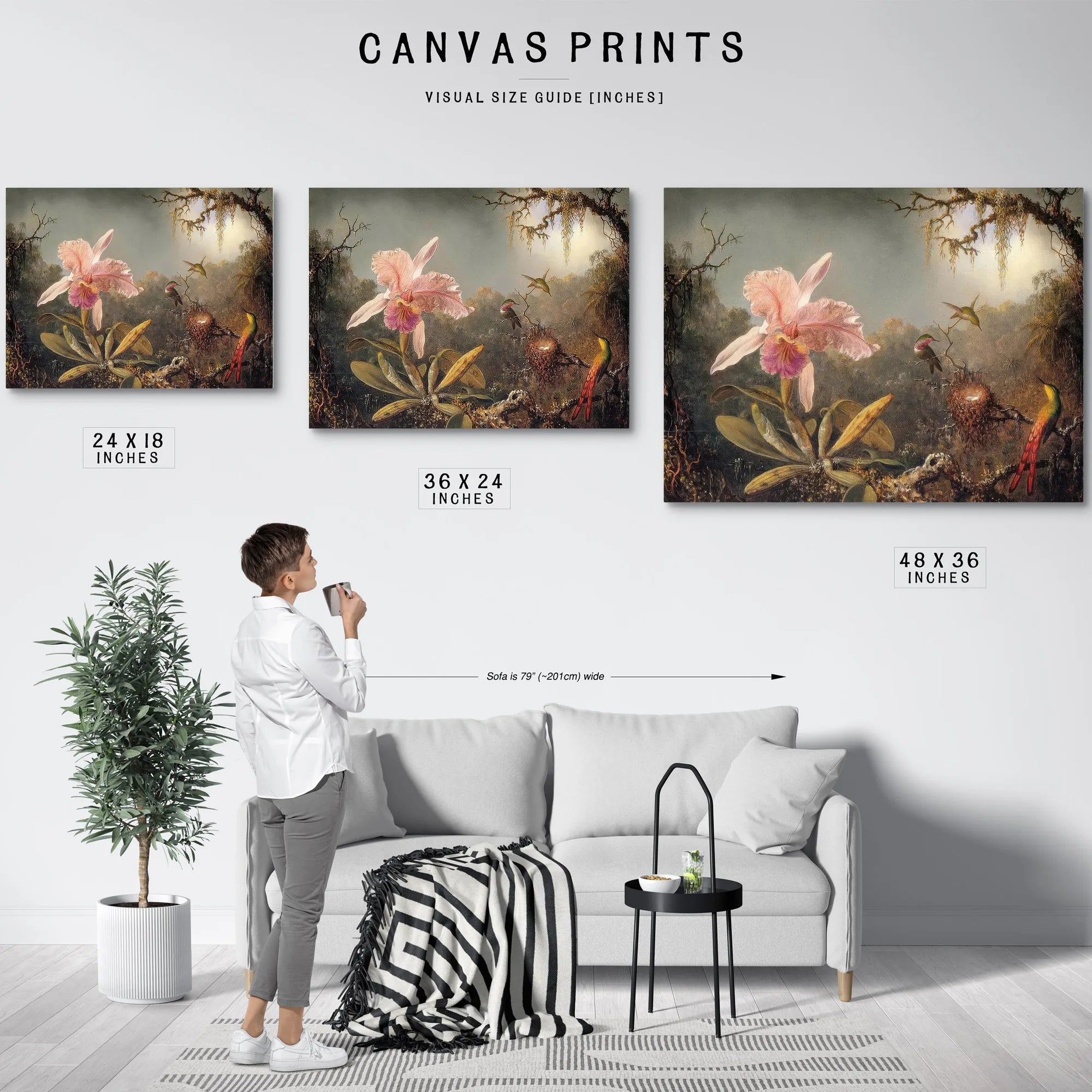 Cattleya Orchid And Three Brtazilian Hummingbirds By Martin Johnson Heade Fine Art Print
