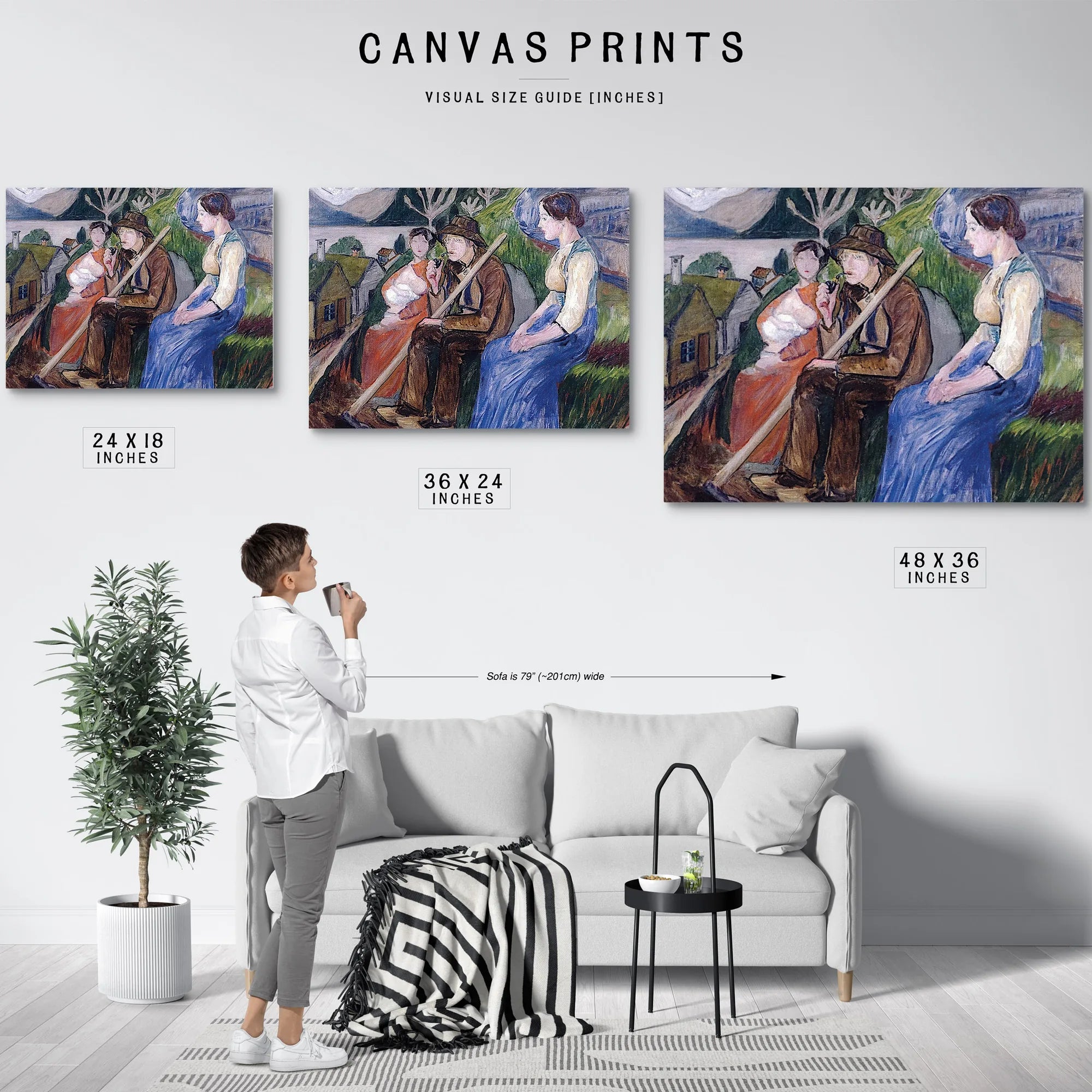 Self Portrait At Sandalstrand With Engel And Her Sister By Nicolai Astrup Fine Art Print