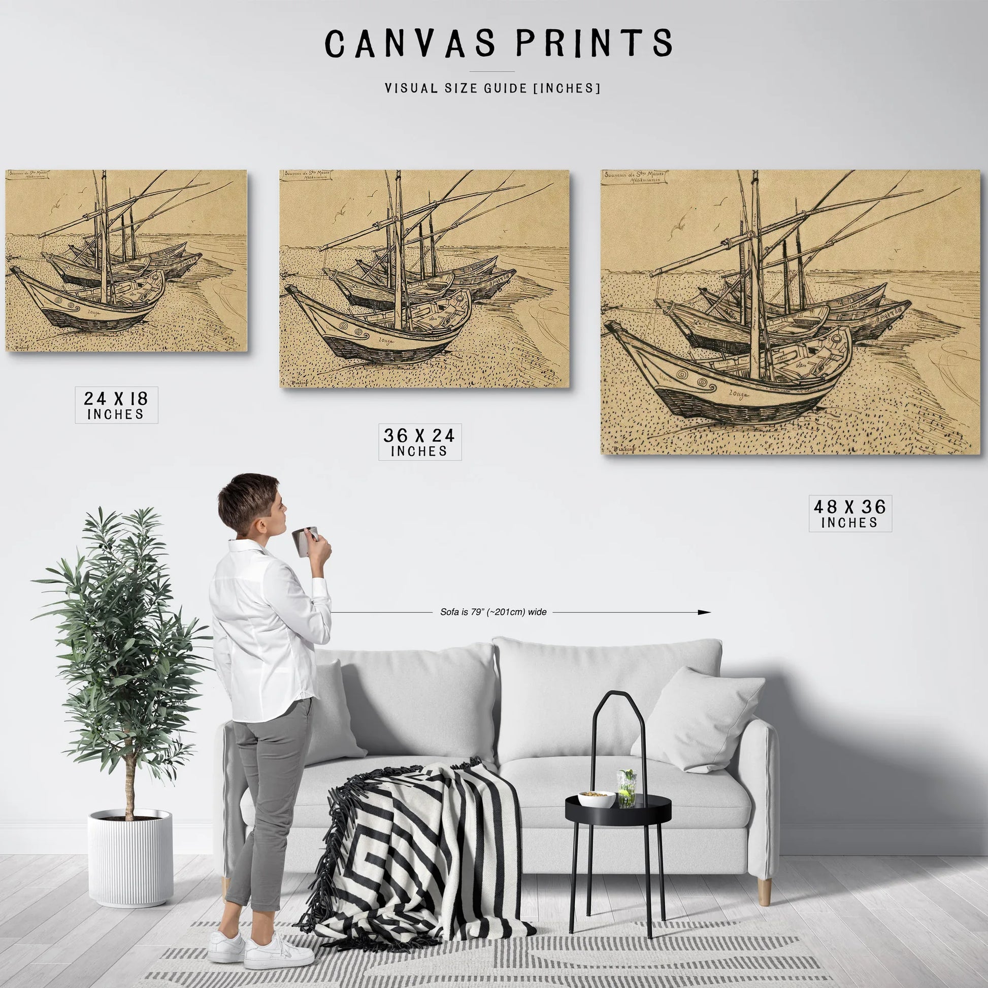 Boats On The Beach At Saintes Maries De La Mer By Vincent Van Gogh Fine Art Print