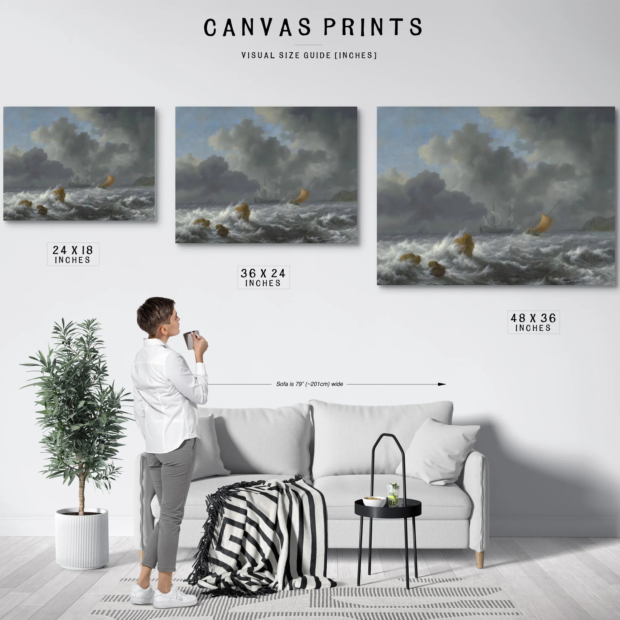 Sailing Vessels In A Stormy Sea Near A Rocky Coast By Jacob Van Ruisdael Fine Art Print