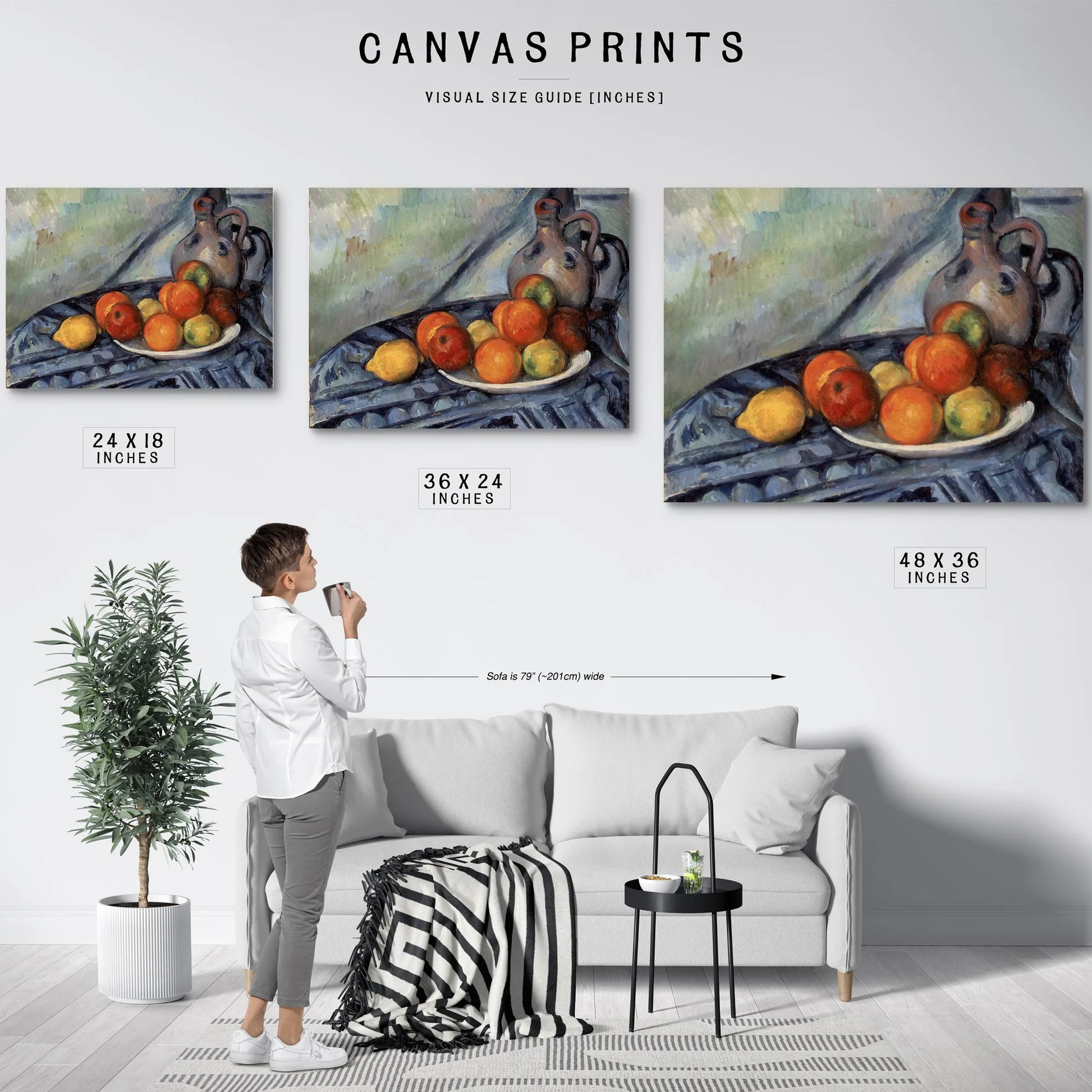 Fruit And A Jug On A Table By Paul Cezanne Fine Art Print