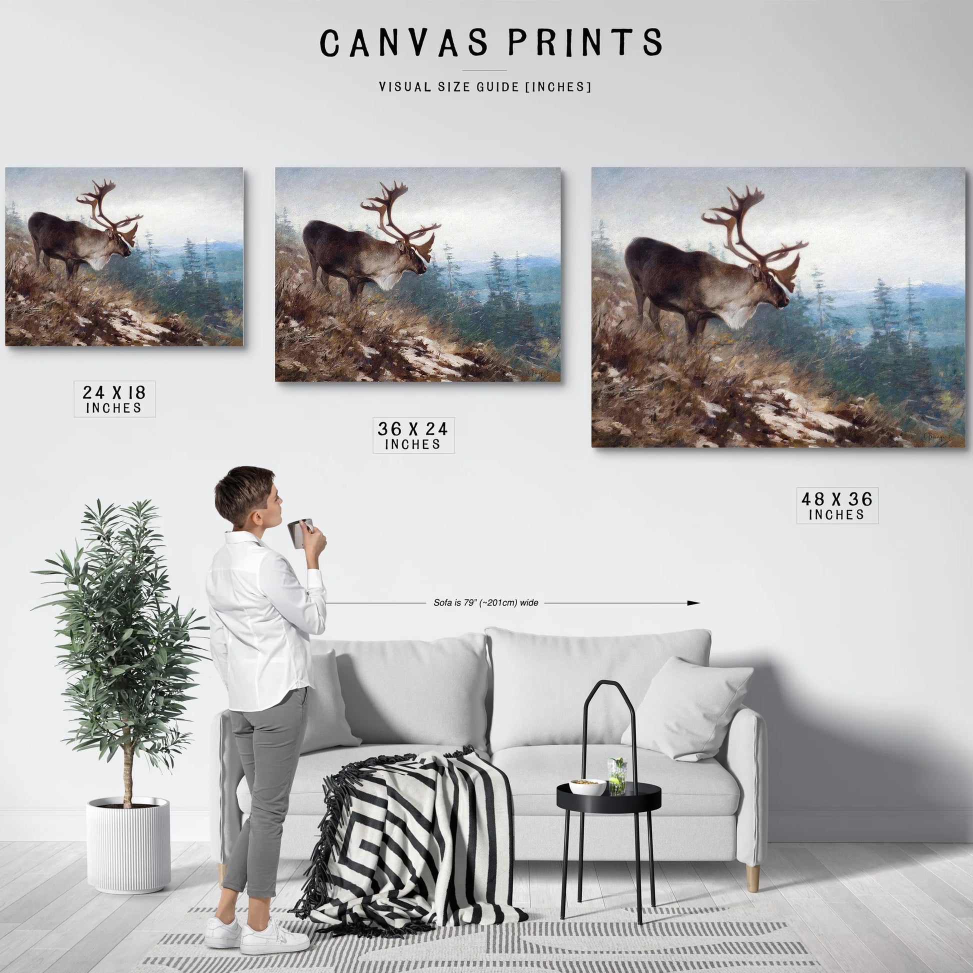 Yukon King Caribou By Carl Rungius Fine Art Print