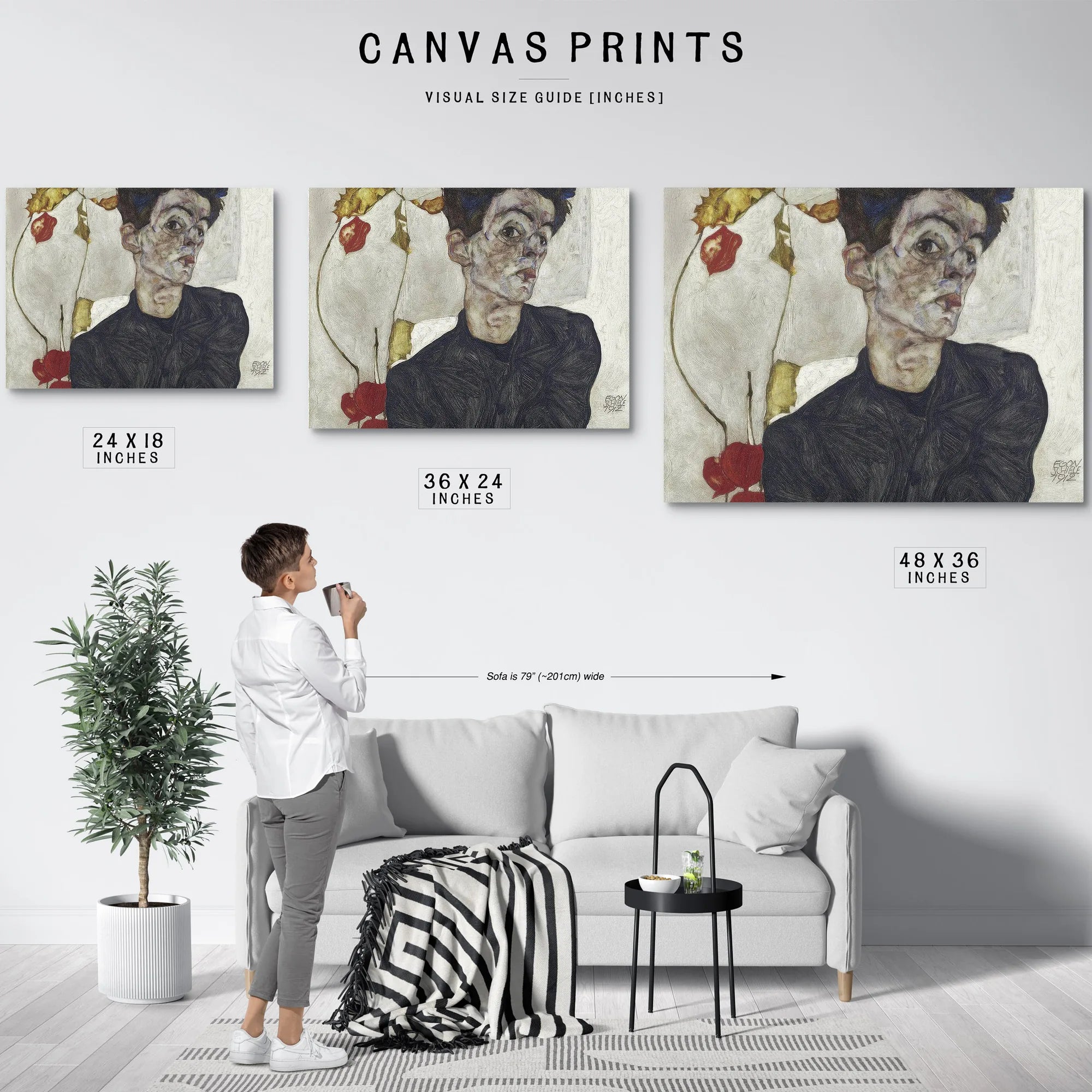Self Portrait With Chinese Lantern Plant 2 By Egon Schiele Fine Art Print