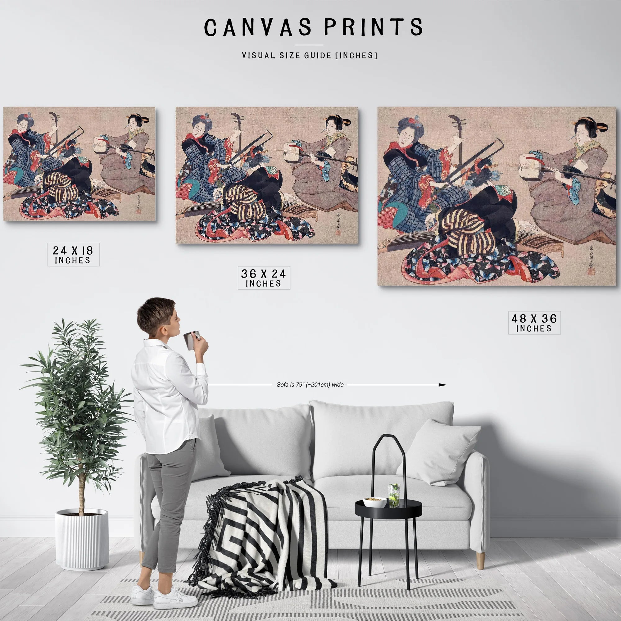 Katsushika Oi Three Women Playing Musical Instruments Upload Tmp By Katsushika Oi Fine Art Print