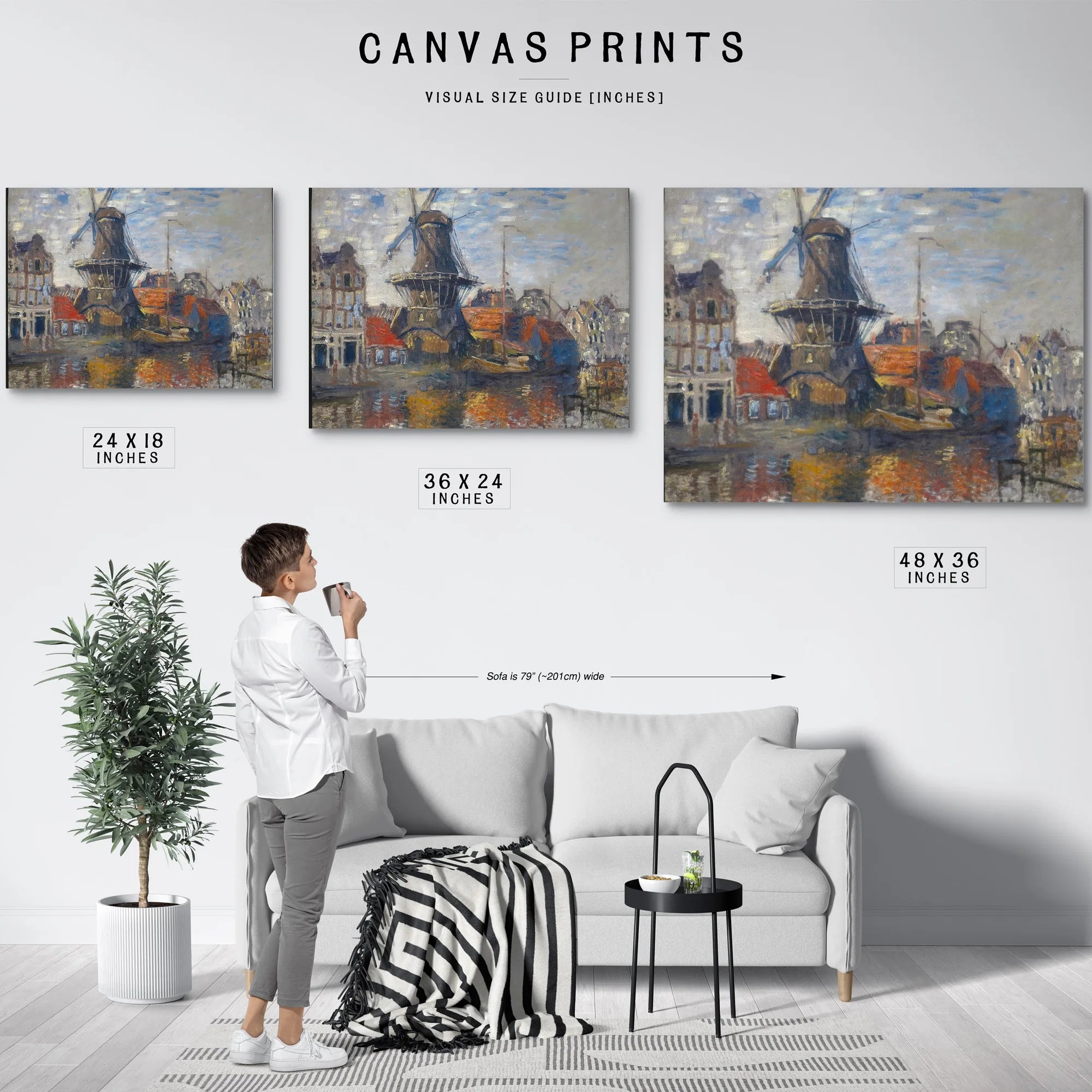 Windmill On Onbekende Canal Amsterdam By Claude Monet Fine Art Print