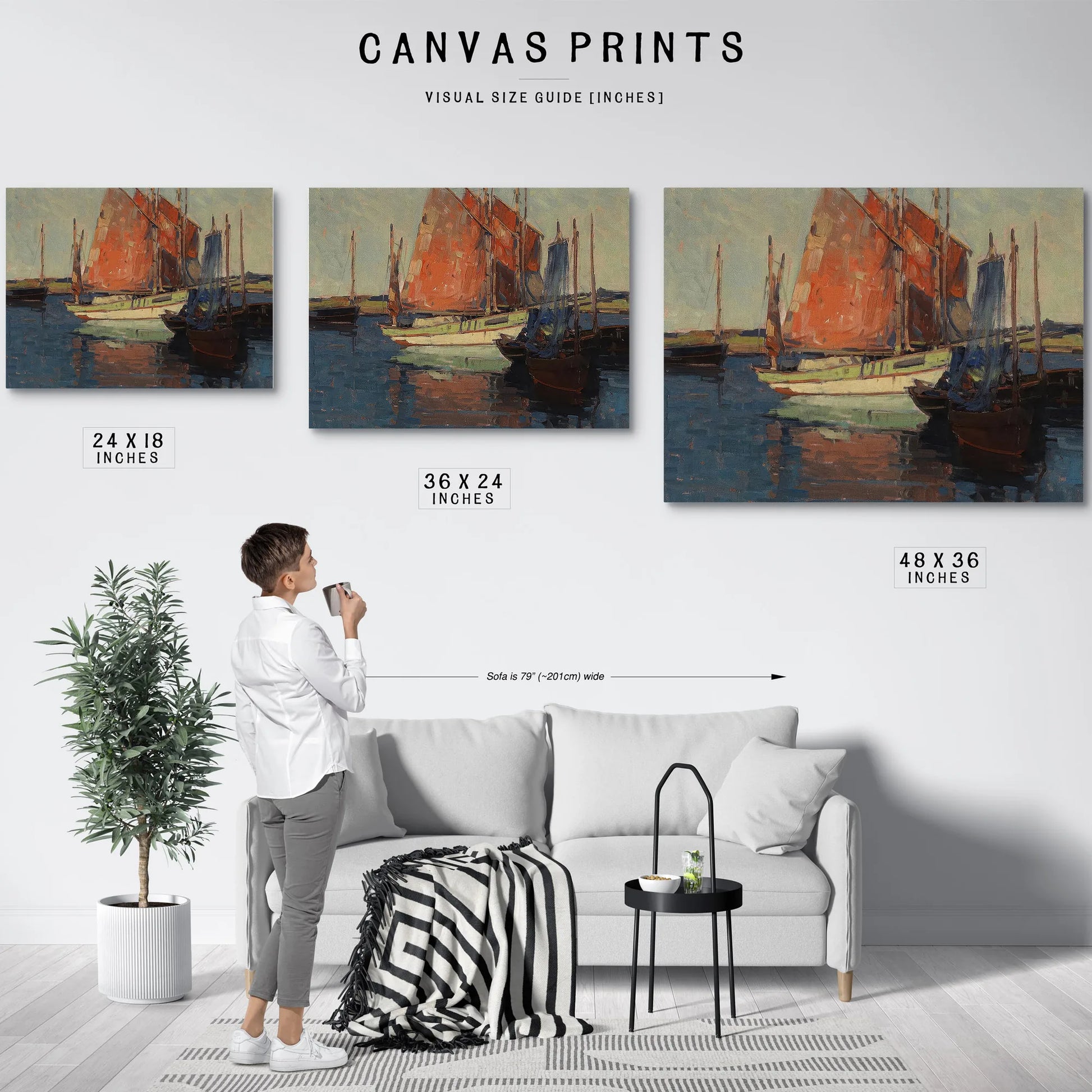 Red Sails, French Tuna Boats By Edgar Payne Fine Art Print