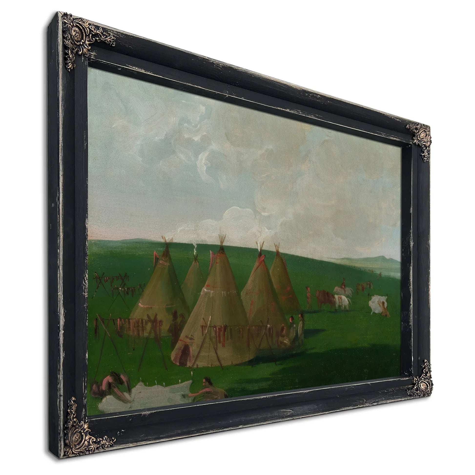 Sioux Encamped On The Upper Missouri, Dressing Buffalo Meat And Robes By George Catlin Fine Art Print