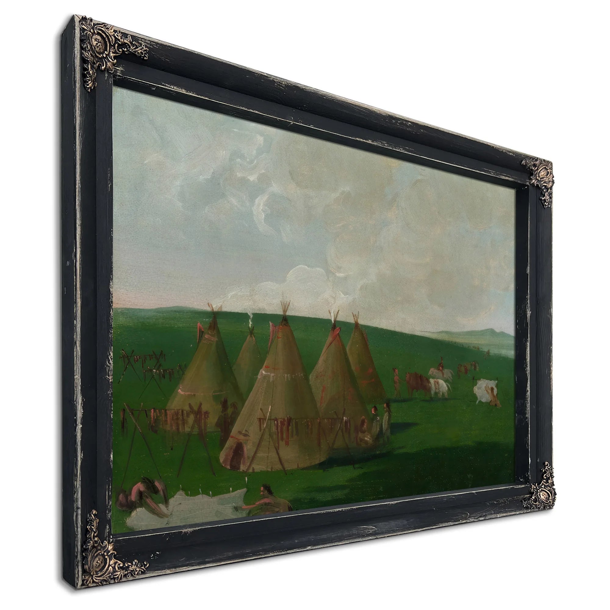 Sioux Encamped On The Upper Missouri, Dressing Buffalo Meat And Robes By George Catlin Fine Art Print