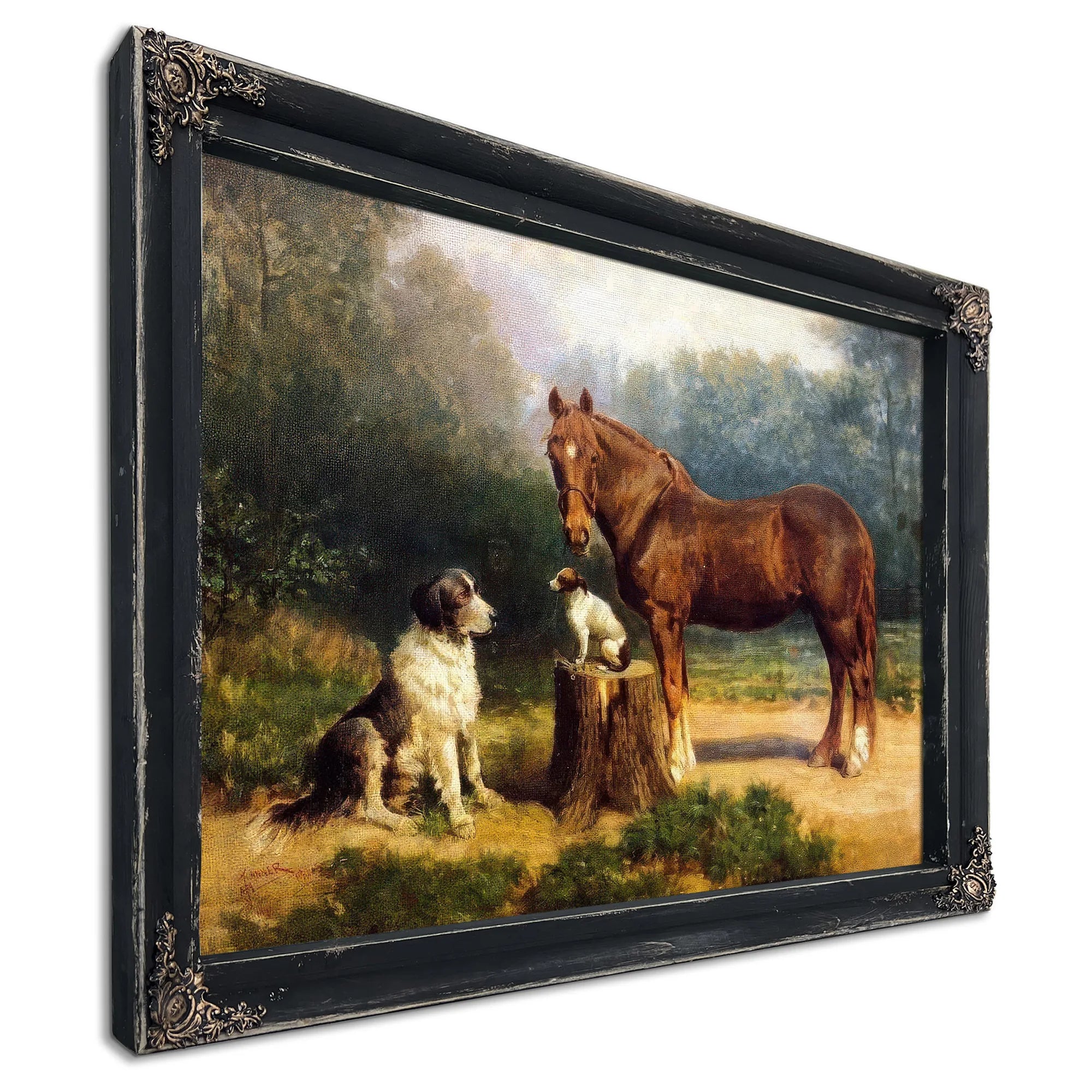 Horse And Two Dogs In A Landscape By Henry Ossawa Tanner Fine Art Print