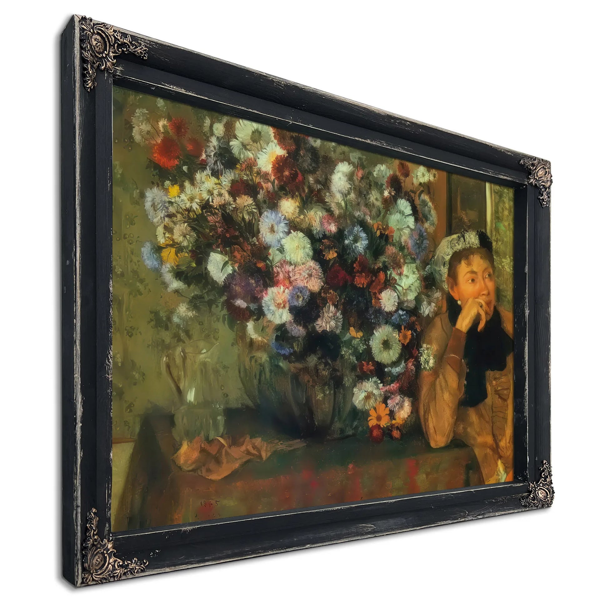 Woman With Chrysanthemums By Edgar Degas Fine Art Print