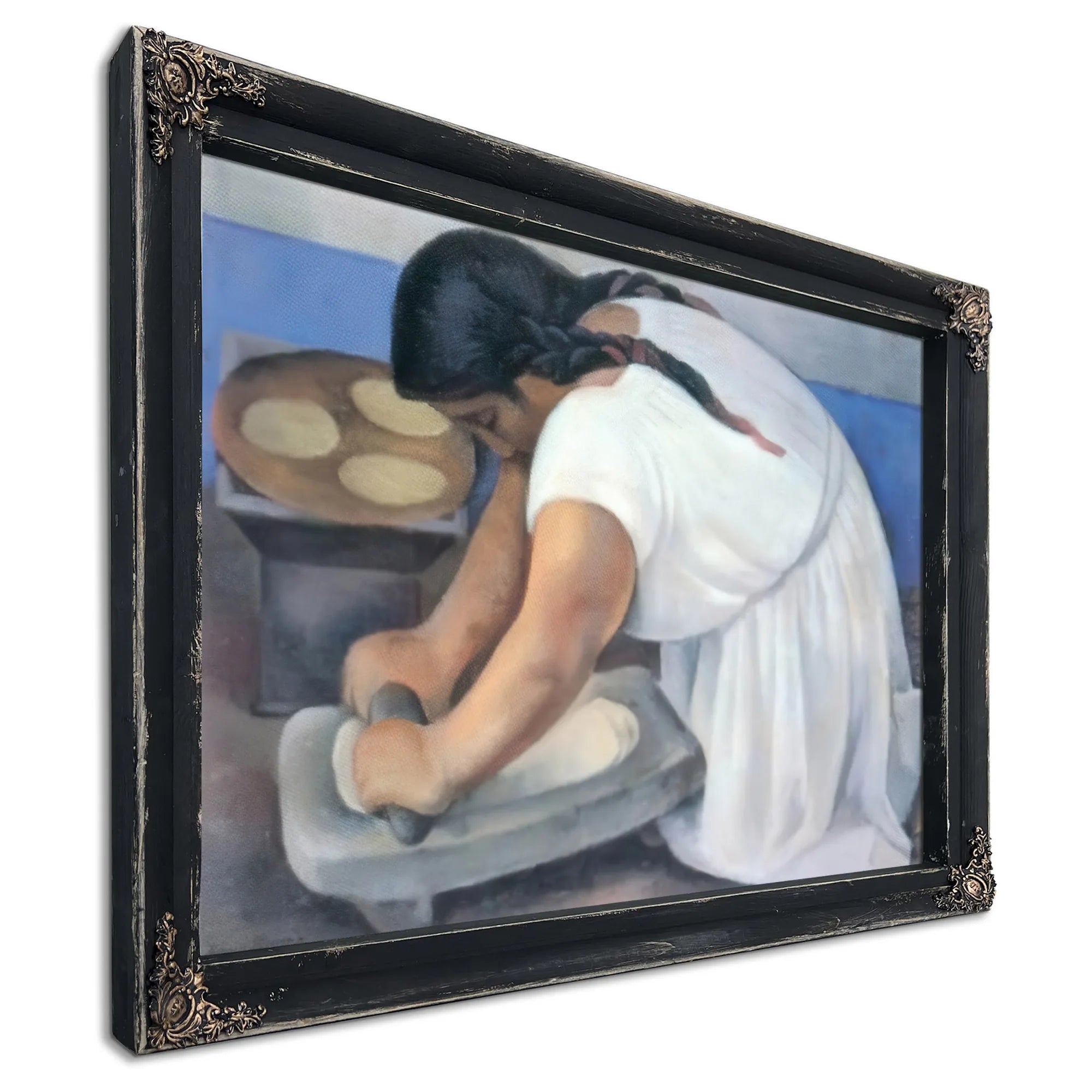 Woman Grinding Maize By Diego Rivera Fine Art Print