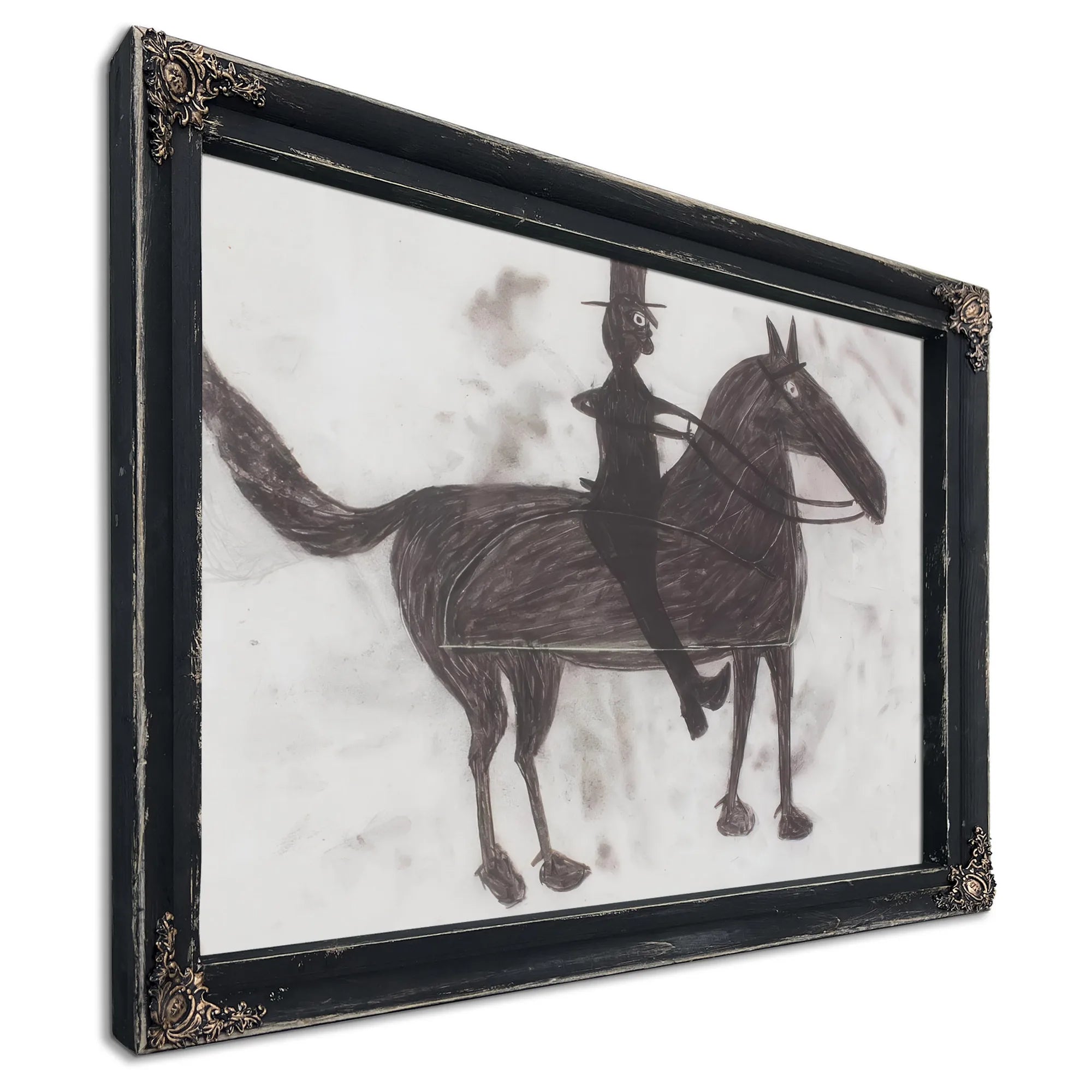 Untitled Horse And A Rider By Bill Traylor Fine Art Print