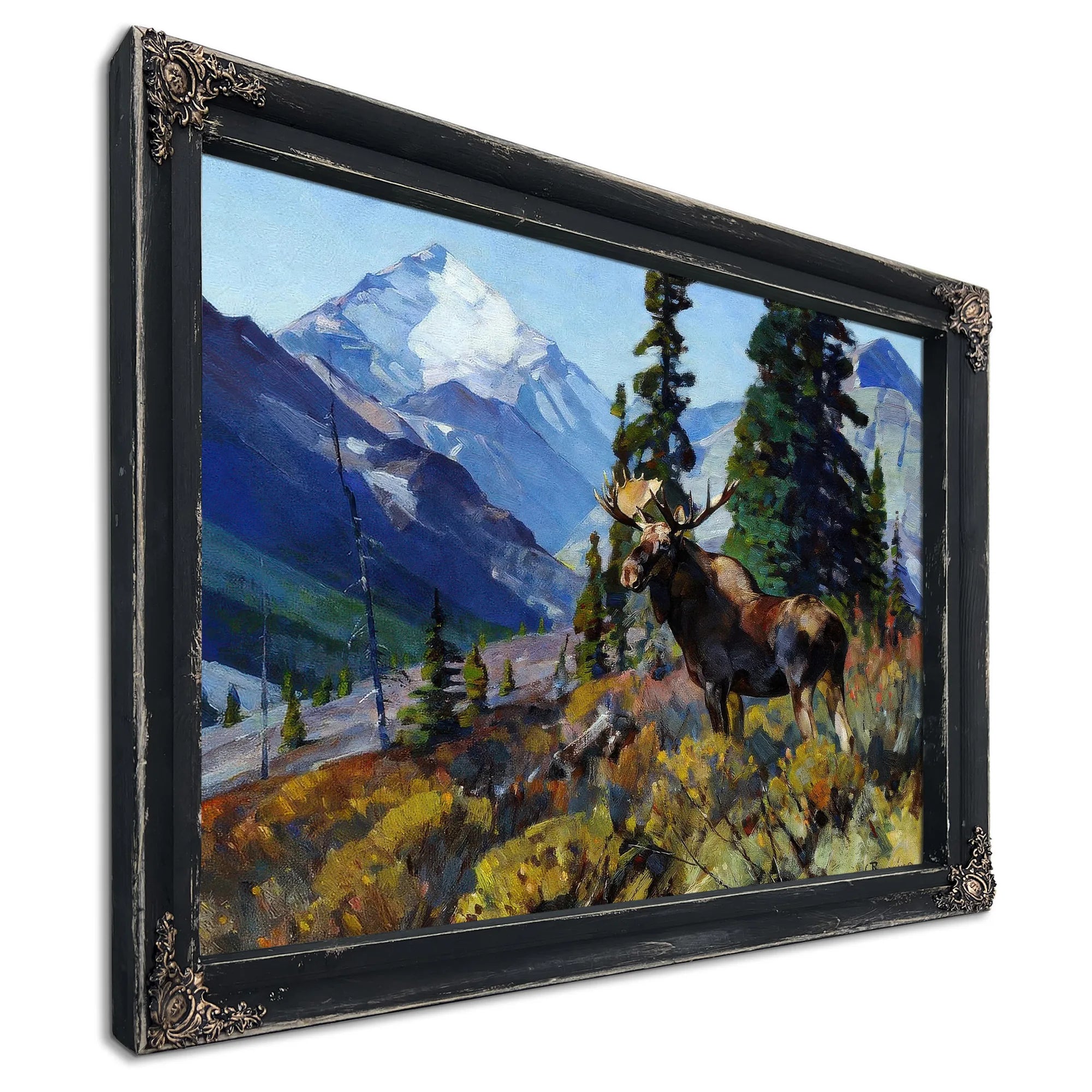 Moose On The Head Of Ram River By Carl Rungius Fine Art Print