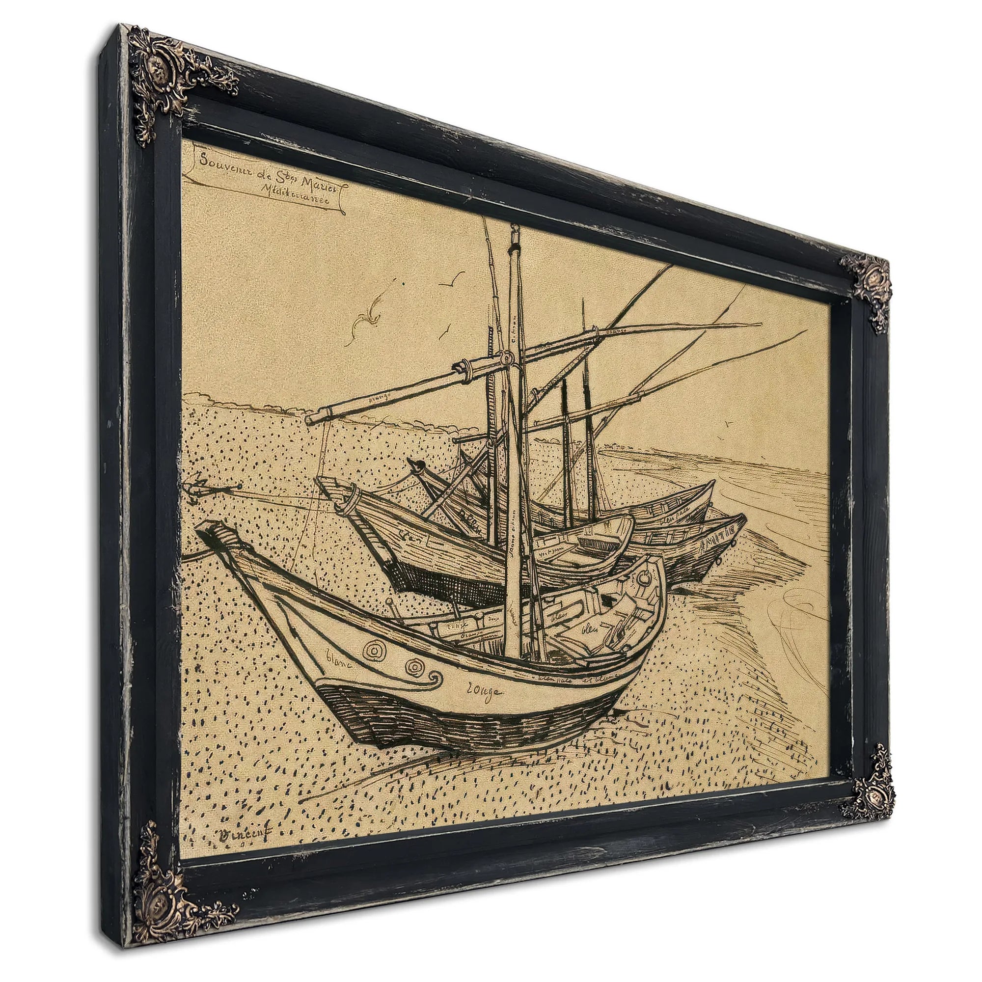 Boats On The Beach At Saintes Maries De La Mer By Vincent Van Gogh Fine Art Print