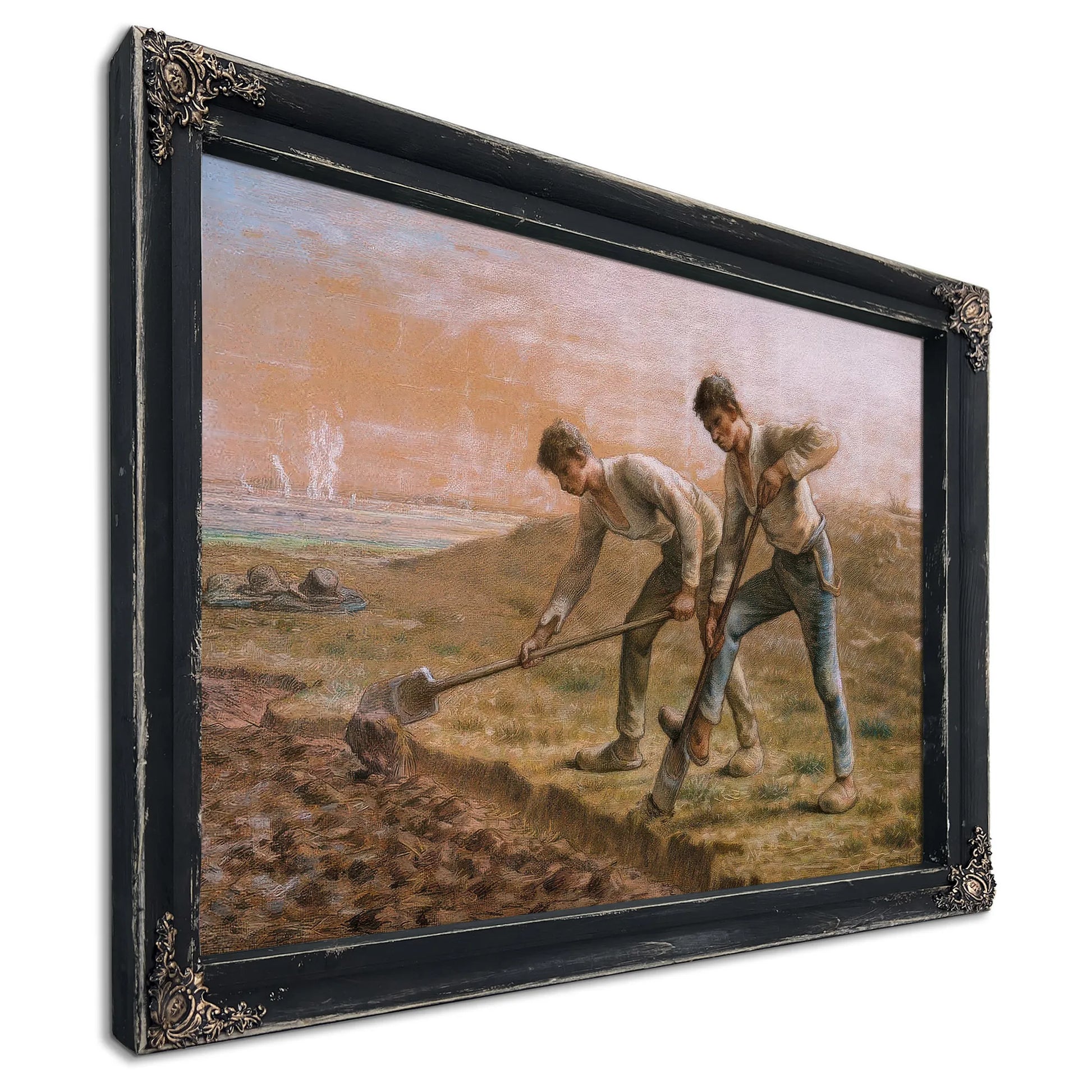 Two Men Turning Over The Soil By Jean Francois Millet Fine Art Print