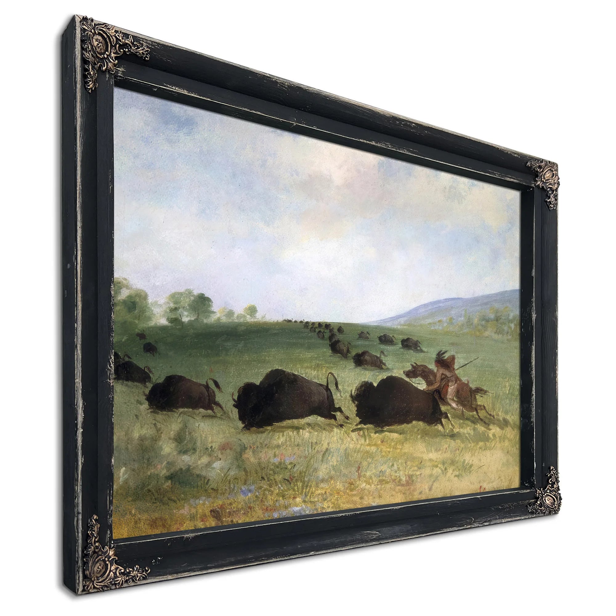 An Osage Indian Lancing A Buffalo By George Catlin Fine Art Print