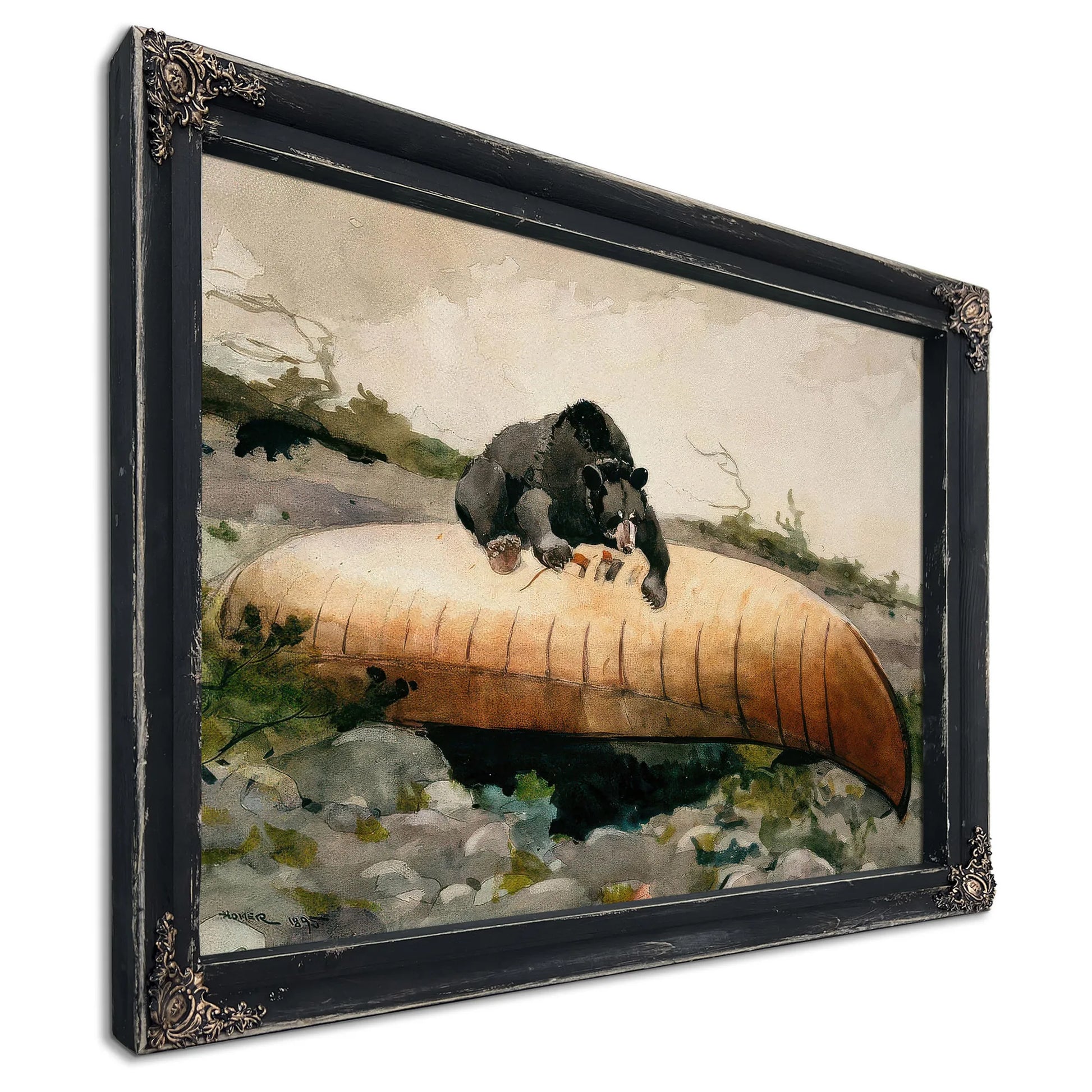 Bear And Canoe (Bear Breaking Through A Canoe Adirondacks) By Winslow Homer Fine Art Print