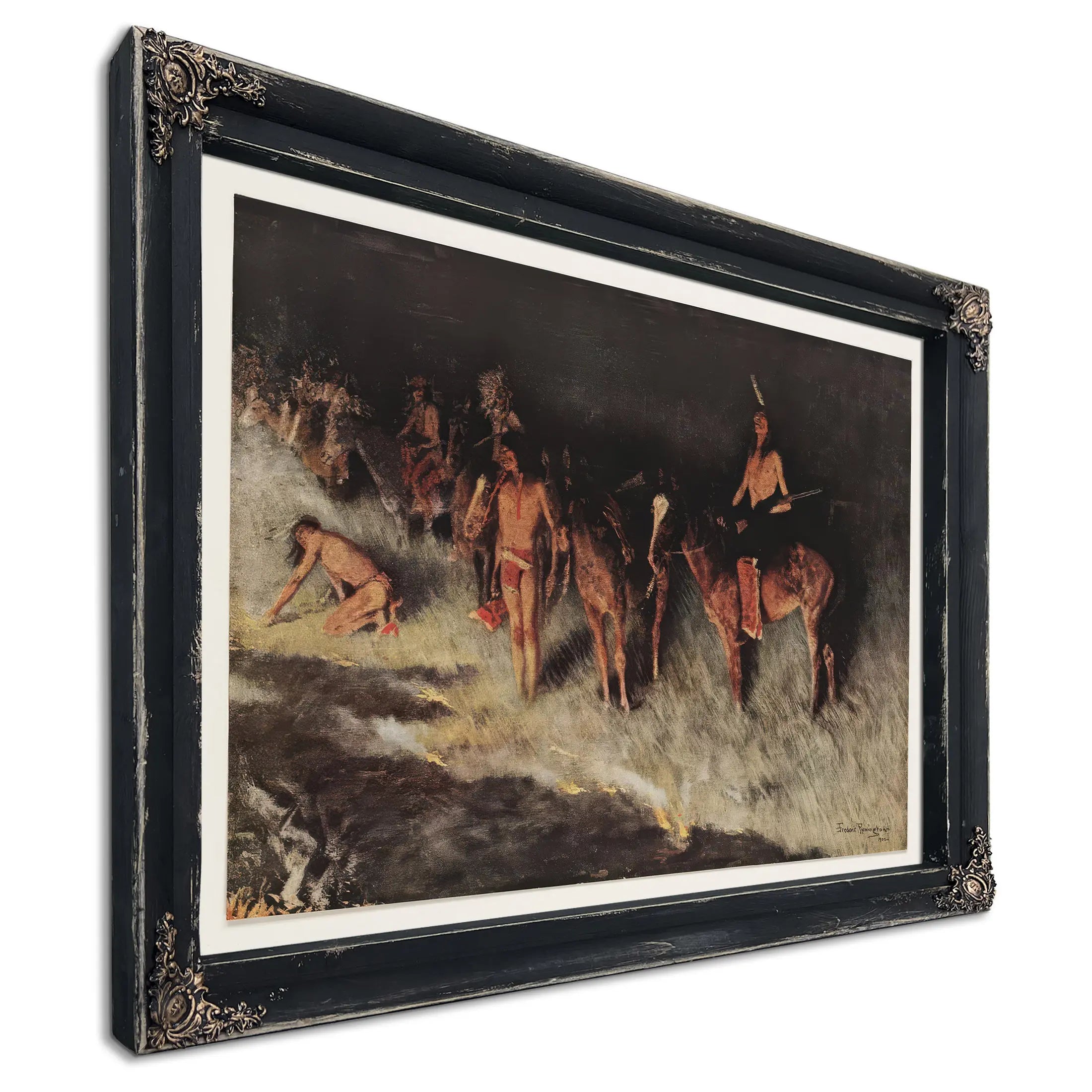 Fire On The Prairie From Colliers Weekly Pub by Frederic Remington
