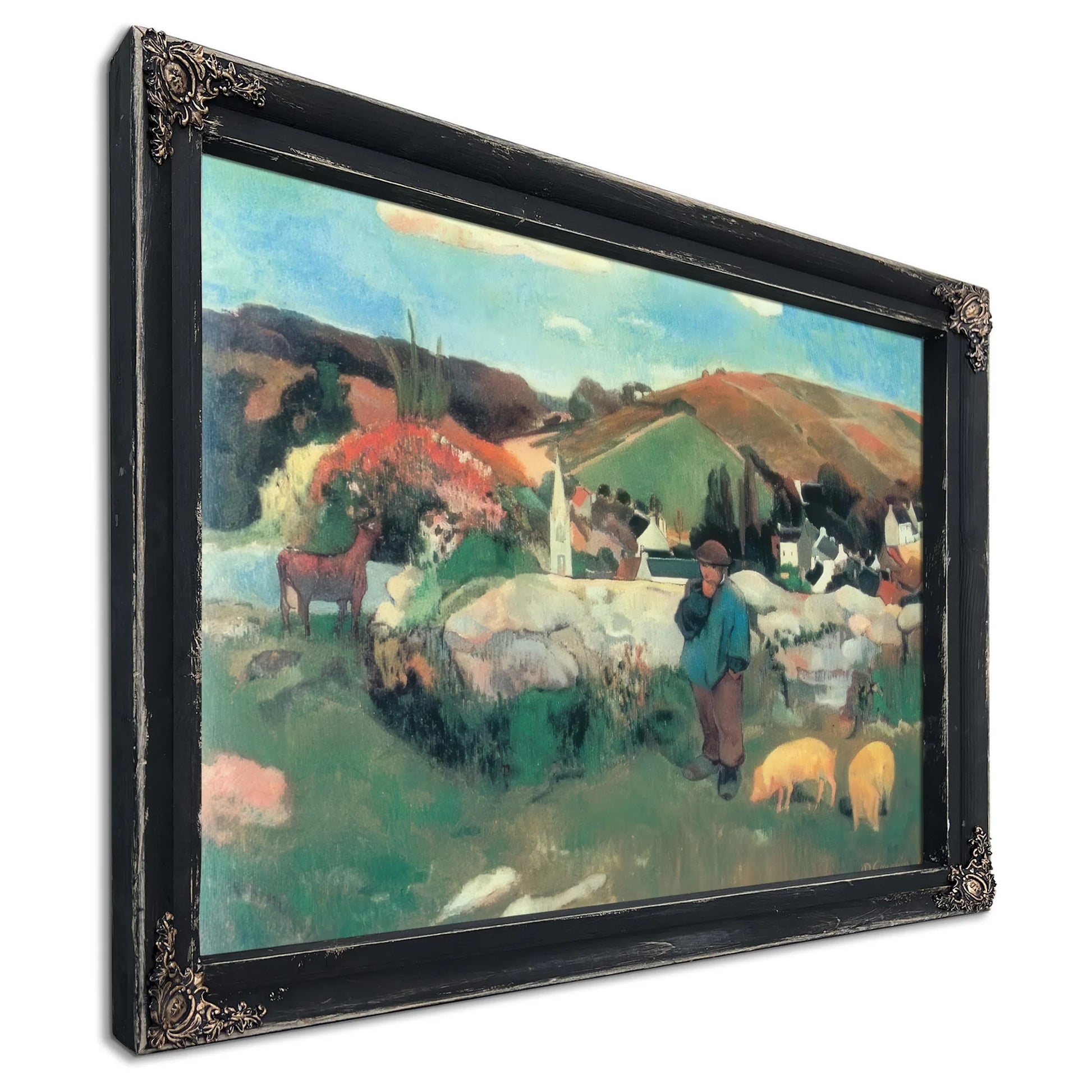 Breton Landscape With Pigs By Paul Gauguin Fine Art Print