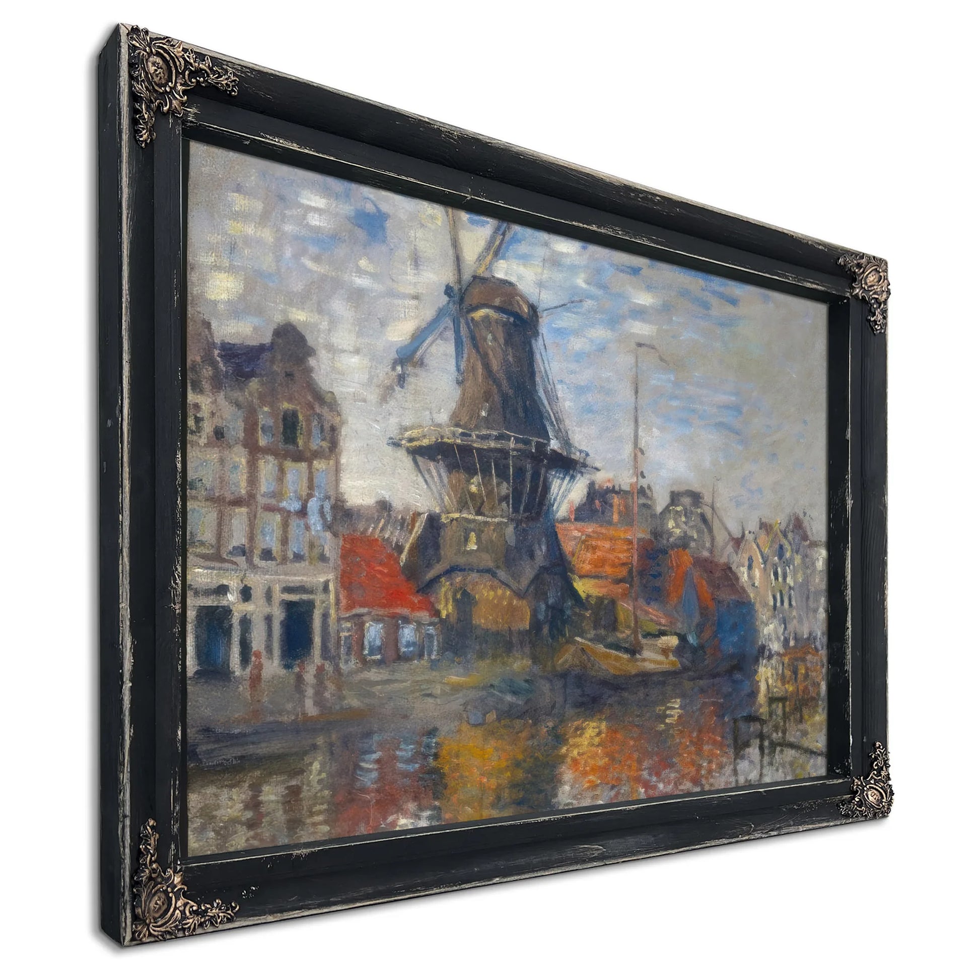 Windmill On Onbekende Canal Amsterdam By Claude Monet Fine Art Print