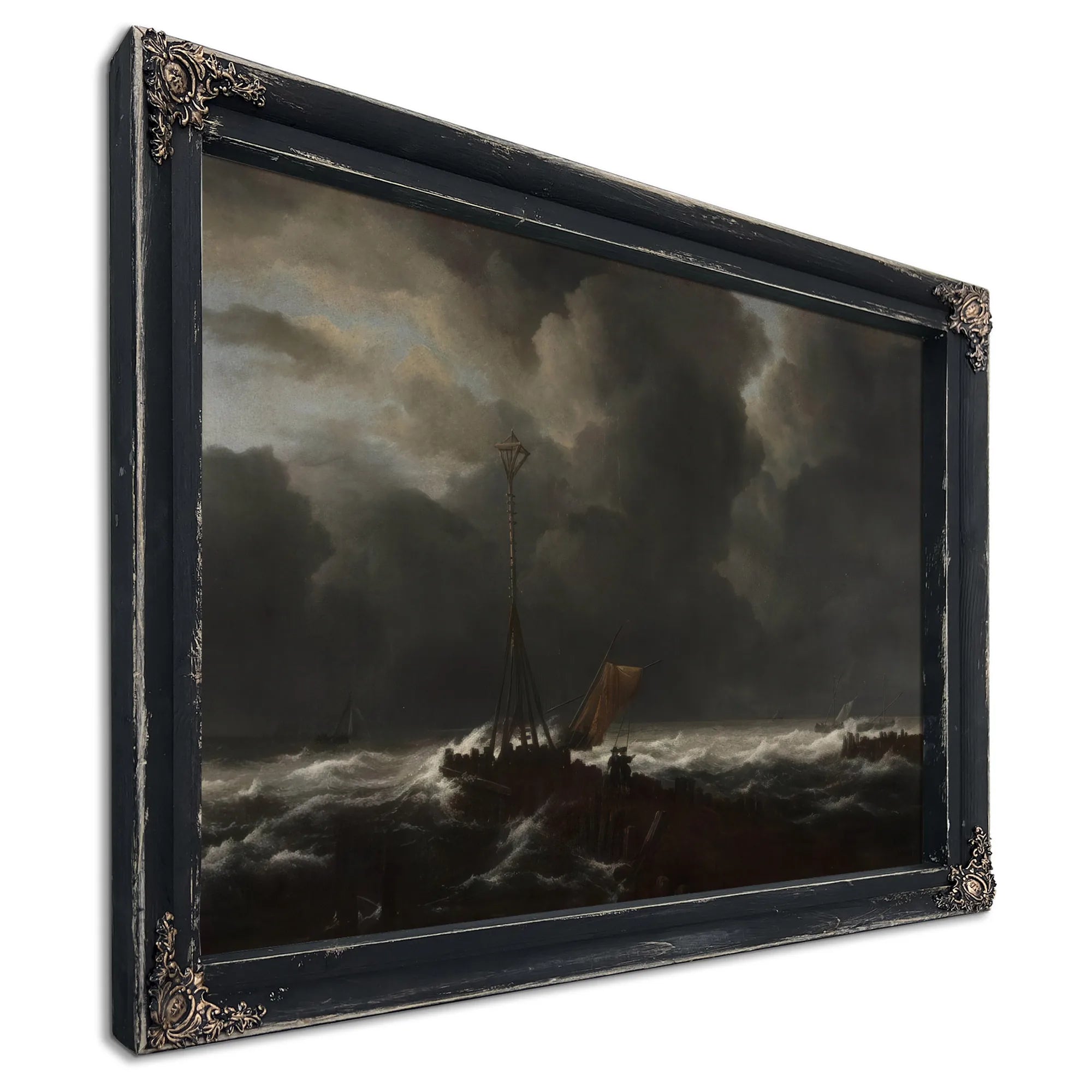 Rough Sea At A Jetty By Jacob Van Ruisdael Fine Art Print