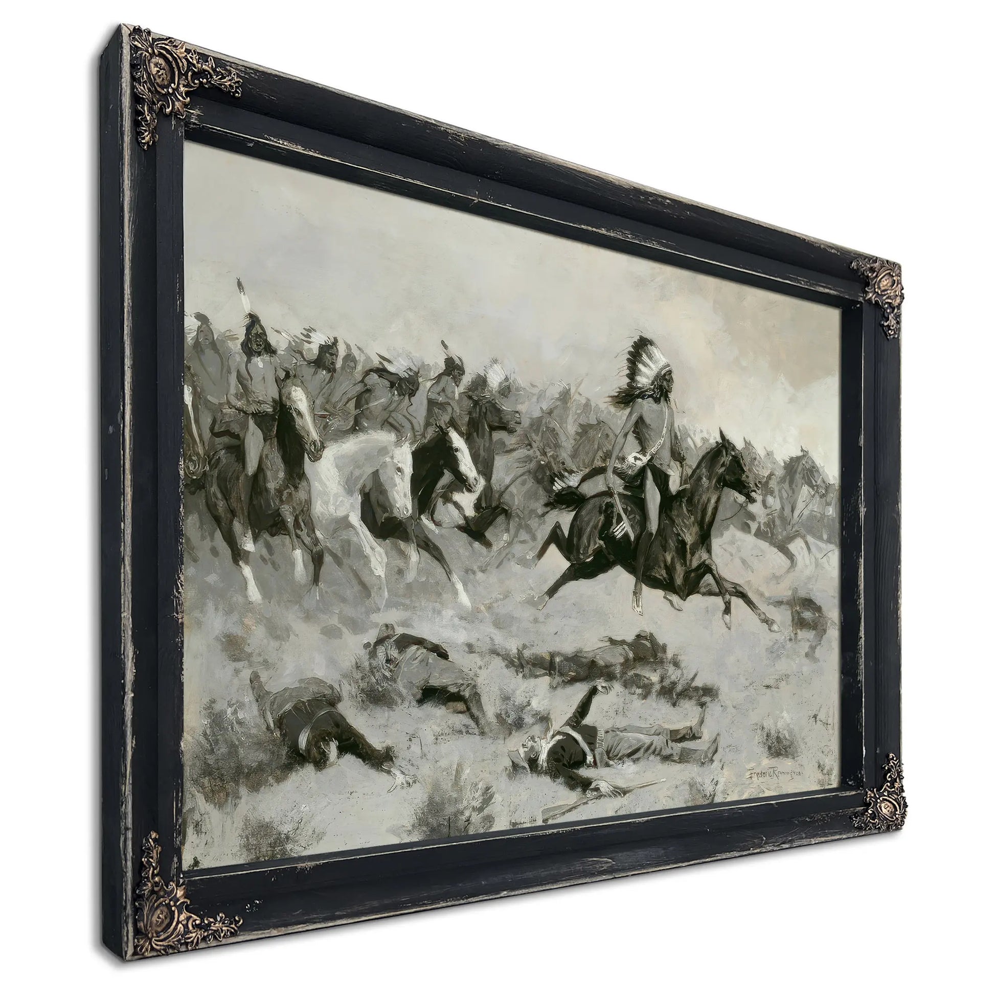Rushing Red Lodges Passed Through The Line by Frederic Remington
