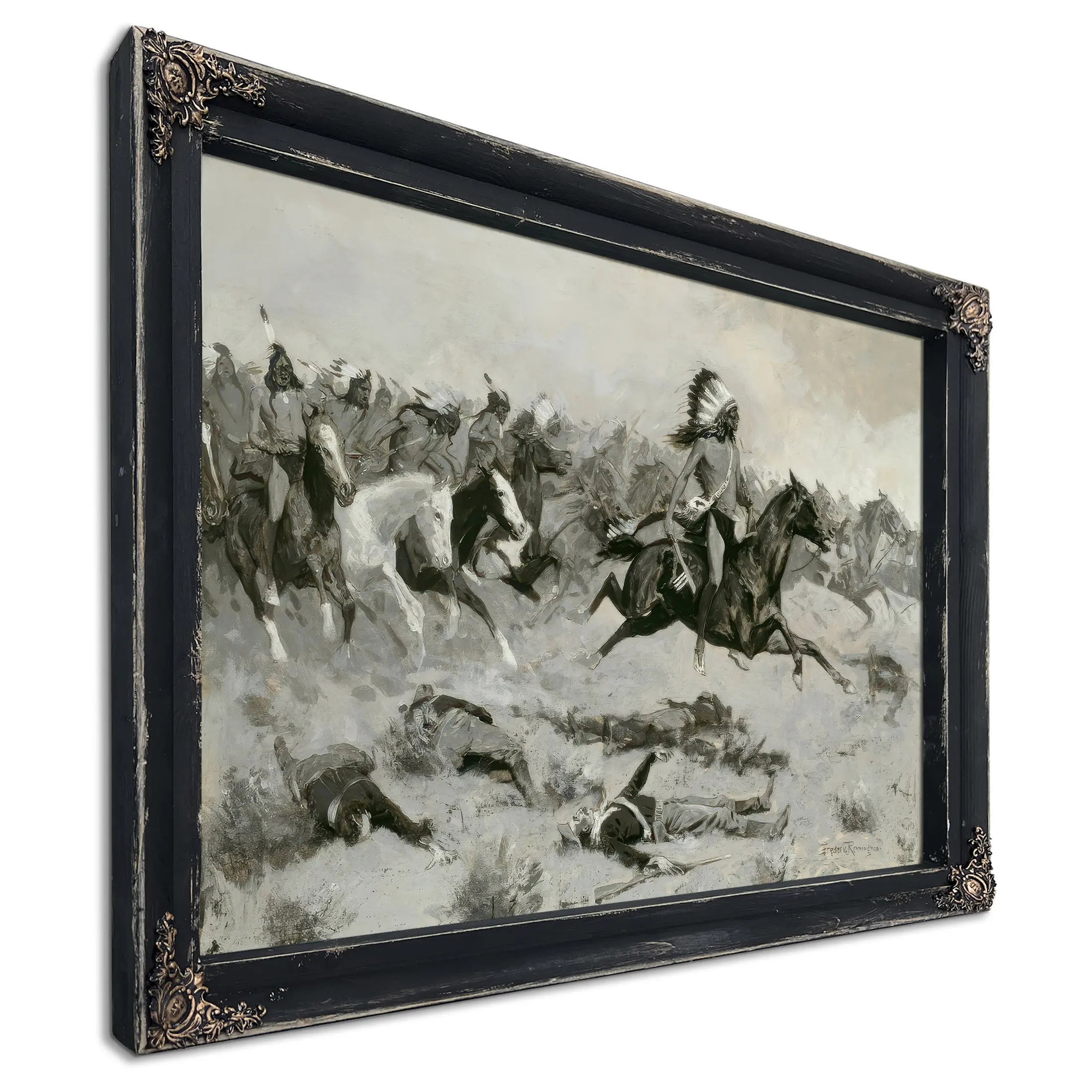 Rushing Red Lodges Passed Through The Line by Frederic Remington