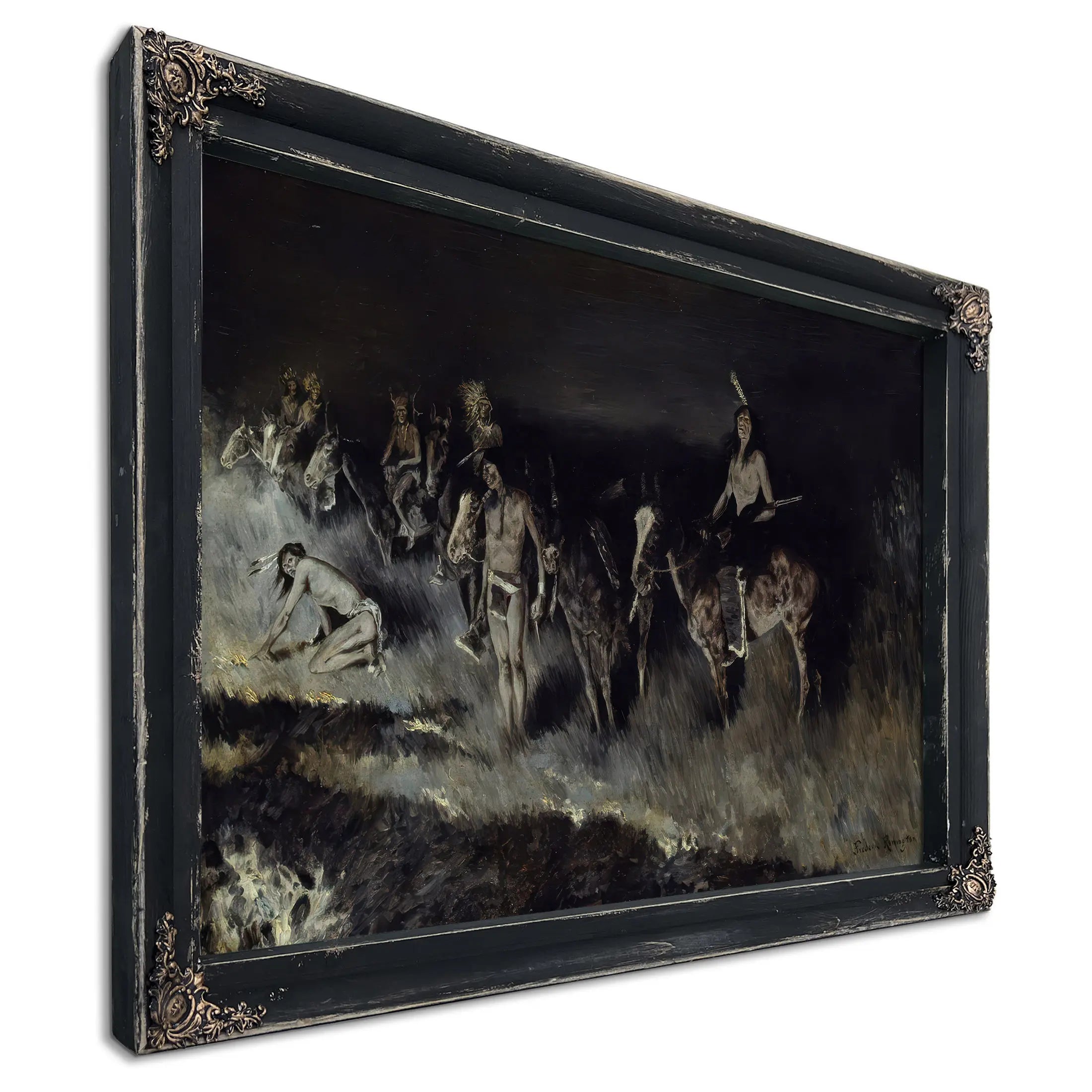 Frederic After Remingtonthe Grass Fire Backfiring by Frederic Remington
