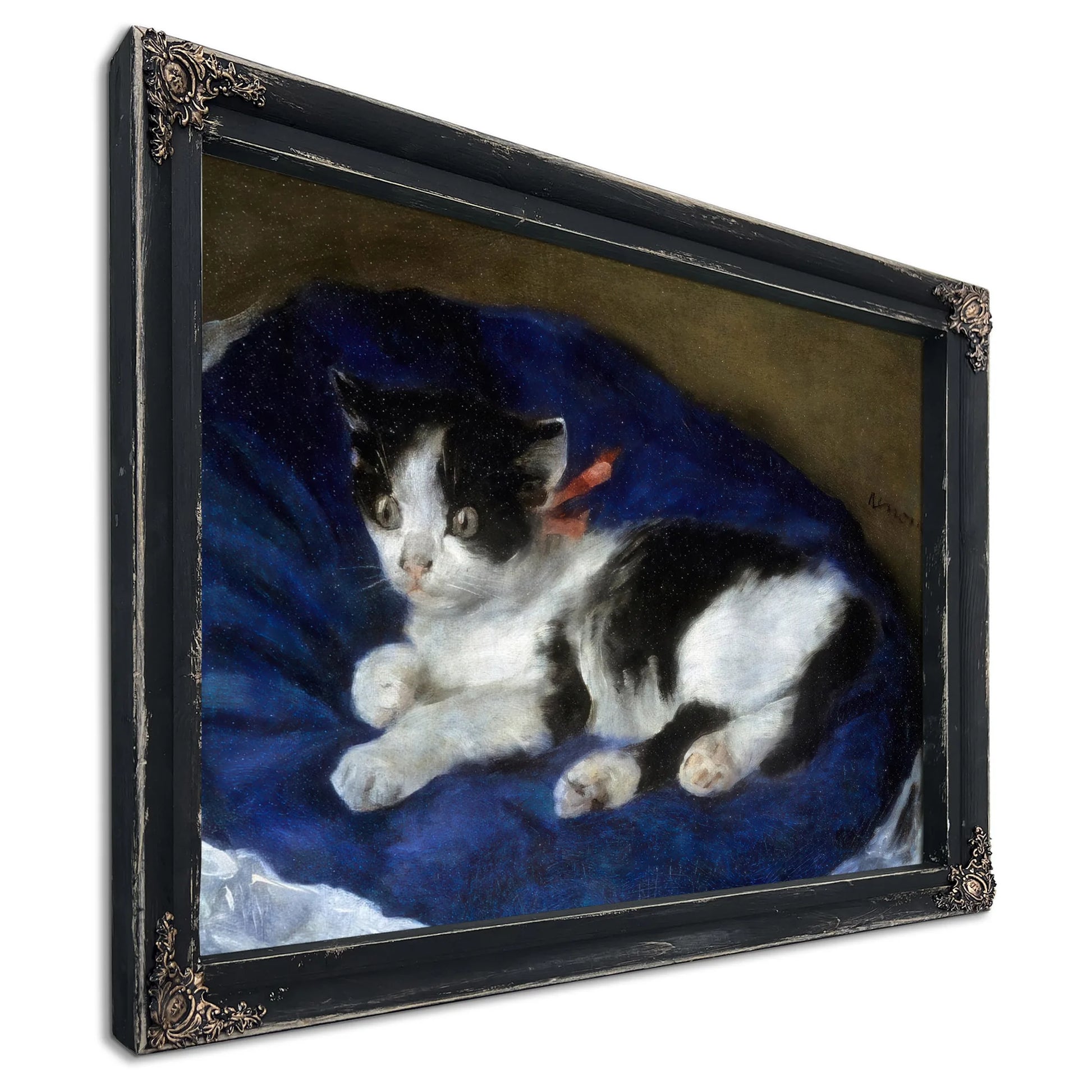Cat On Blue Cushion By Pierre August Renoir Fine Art Print