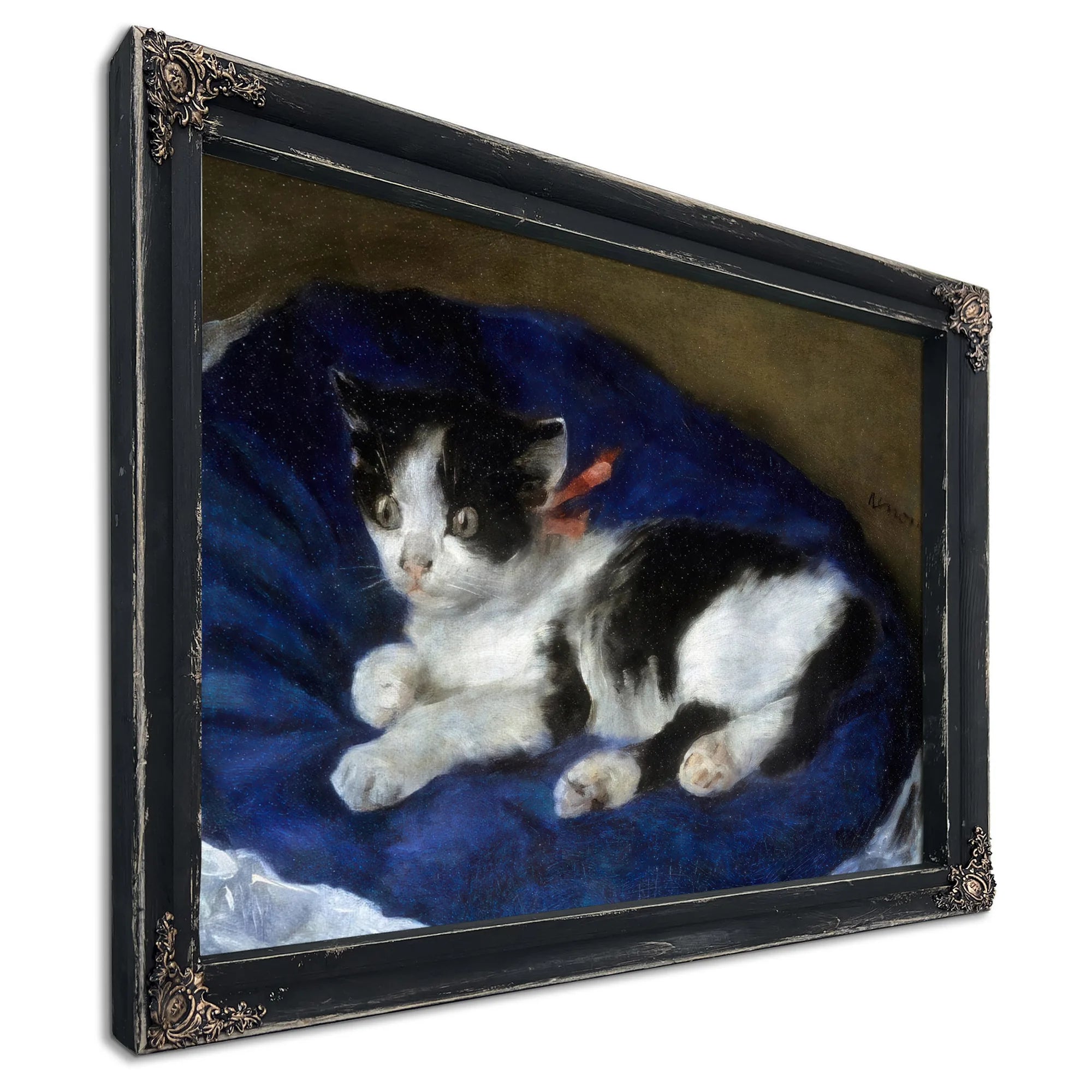 Cat On Blue Cushion By Pierre August Renoir Fine Art Print