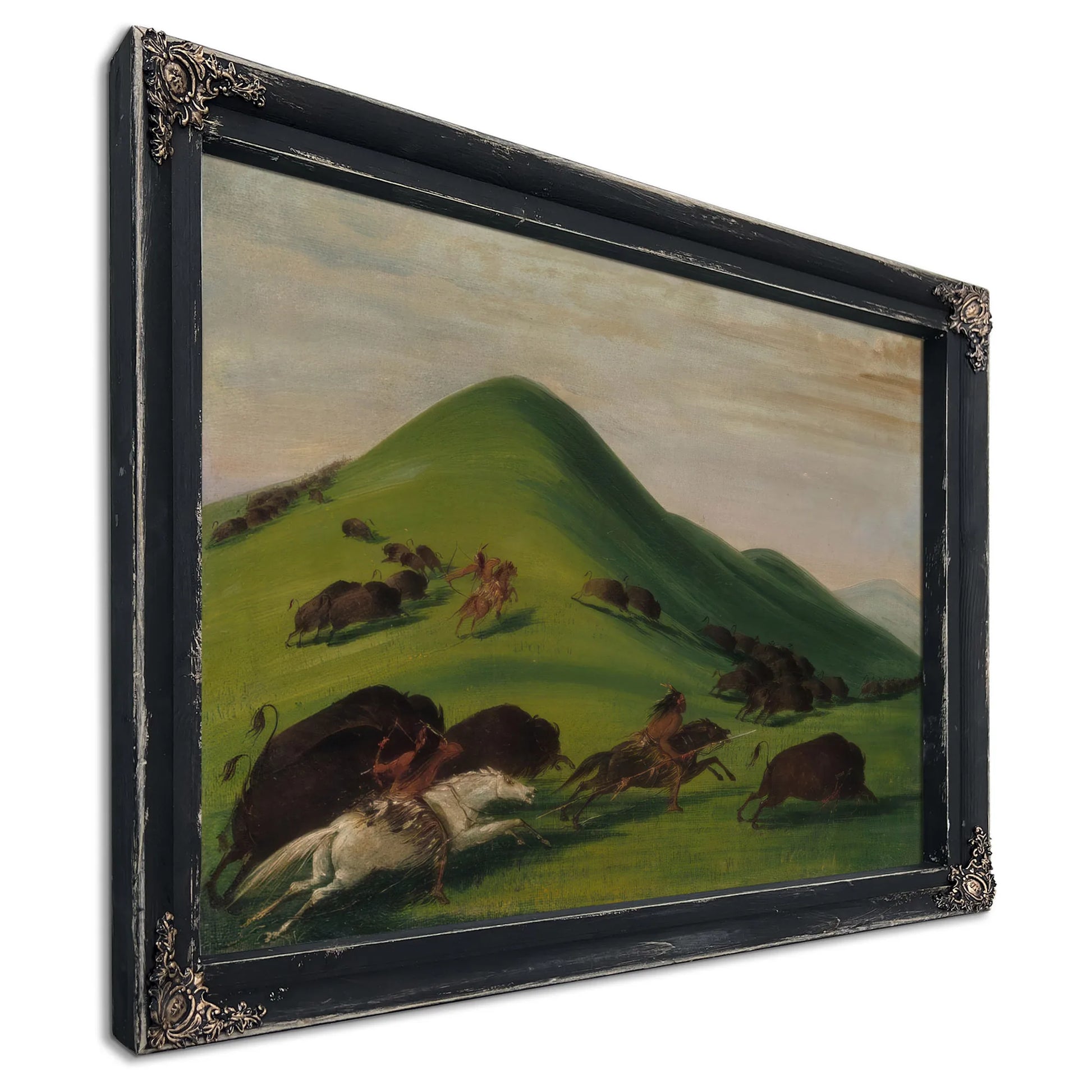 Buffalo Chase Over Prairie Bluffs By George Catlin Fine Art Print