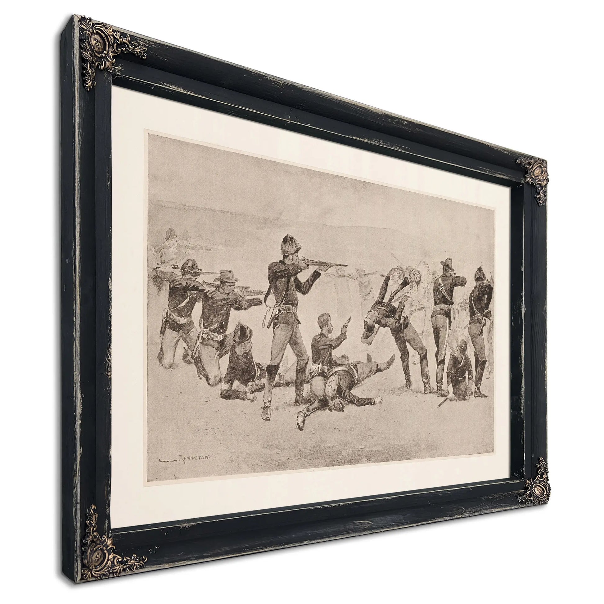 The Opening Of The Fight At Wounded Knee by Frederic Remington
