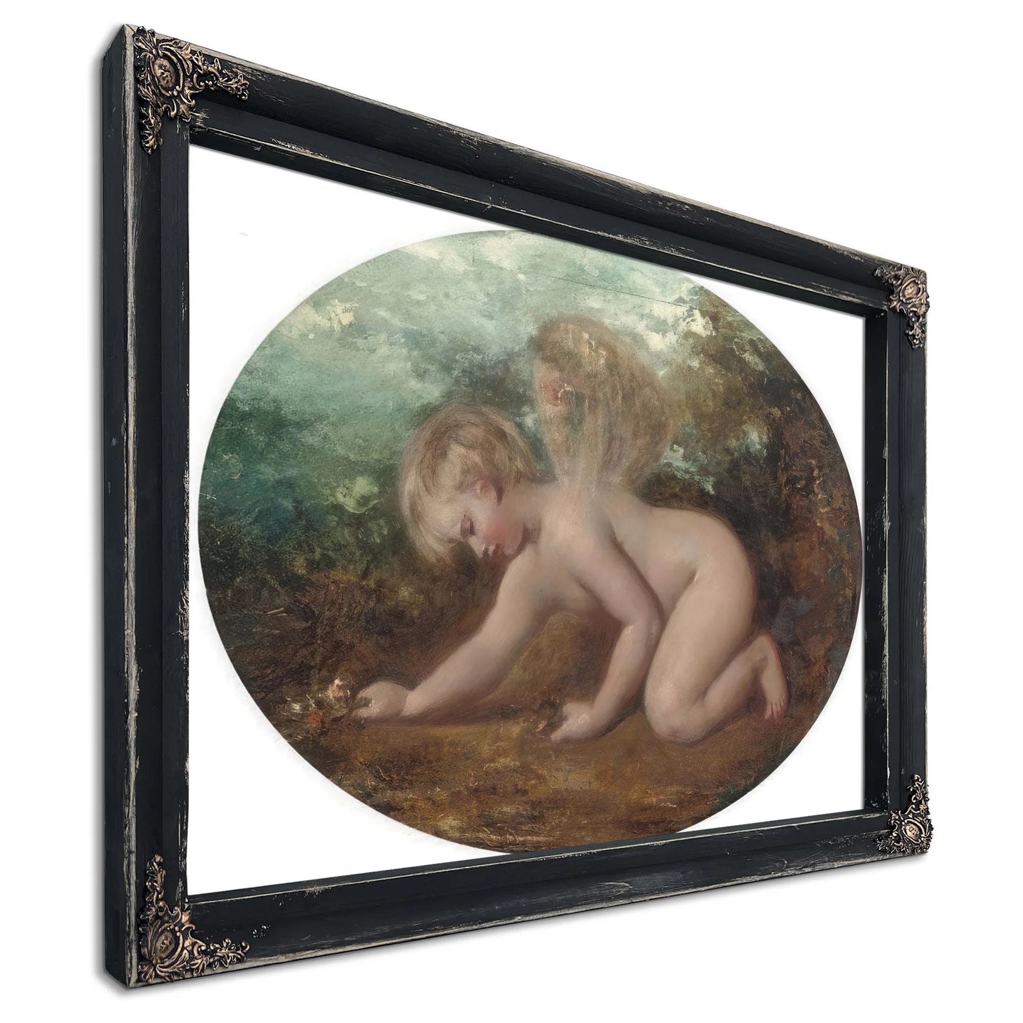 A Putto Collecting Flowers By William Etty Fine Art Print
