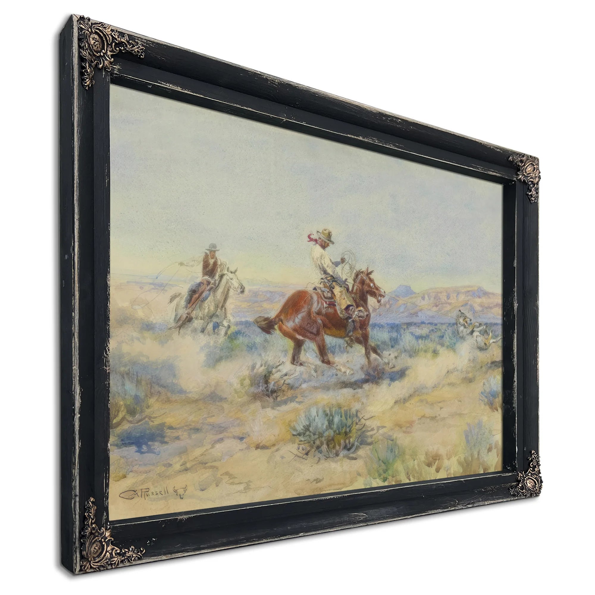 Roping A Wolf By Charles Marion Russell Fine Art Print