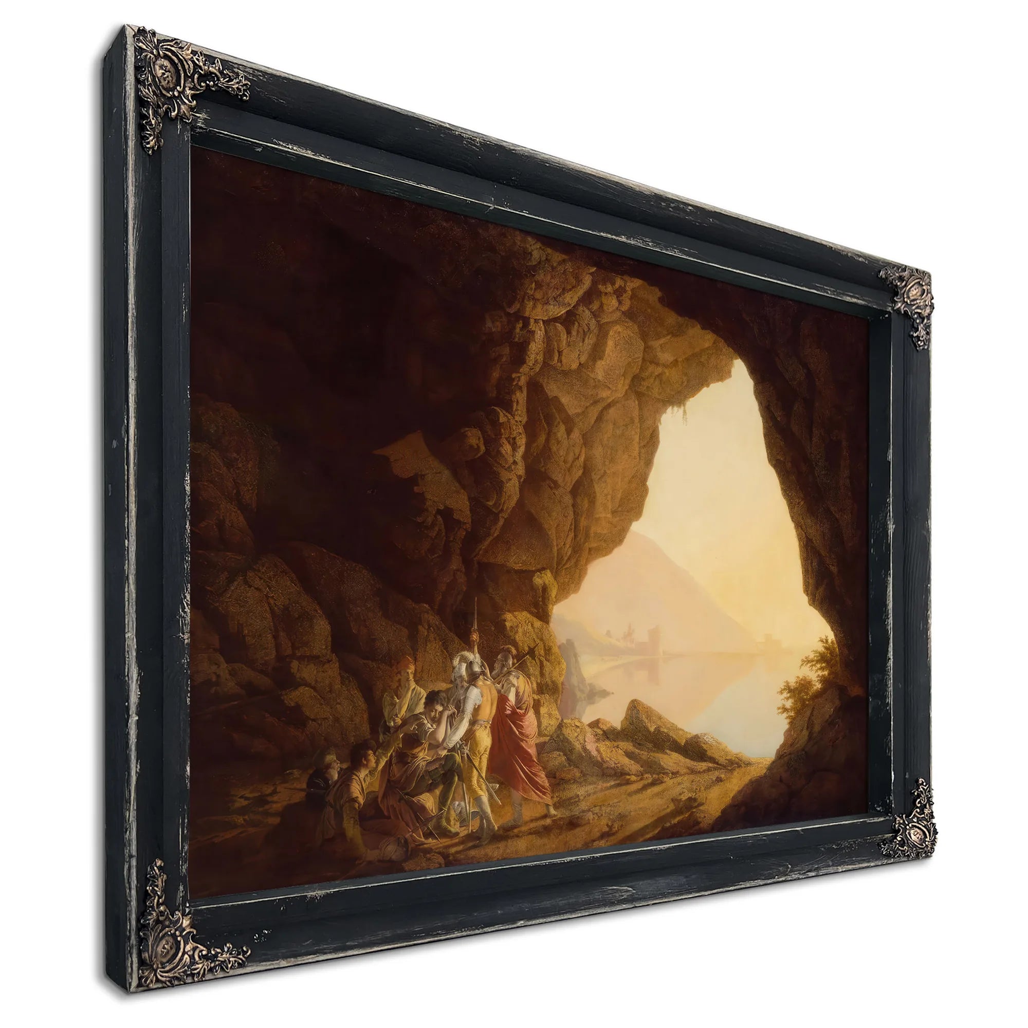 Grotto By The Seaside In The Kingdom Of Naples With Banditti Sunset by Joseph Wright Of Derby Fine Art Print
