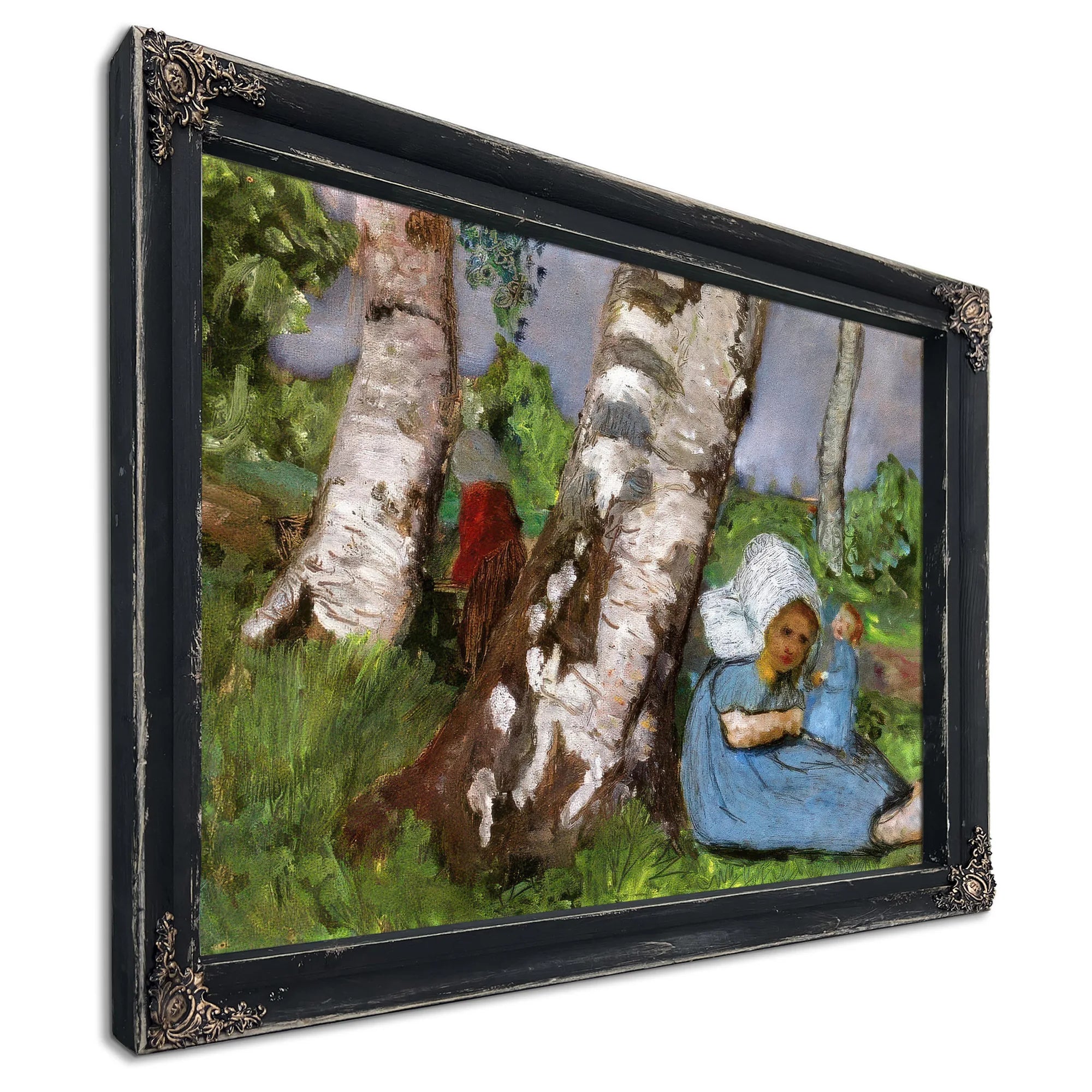 Child With Doll Sitting On A Birch Trunk By Paula Modersohn Becker Fine Art Print