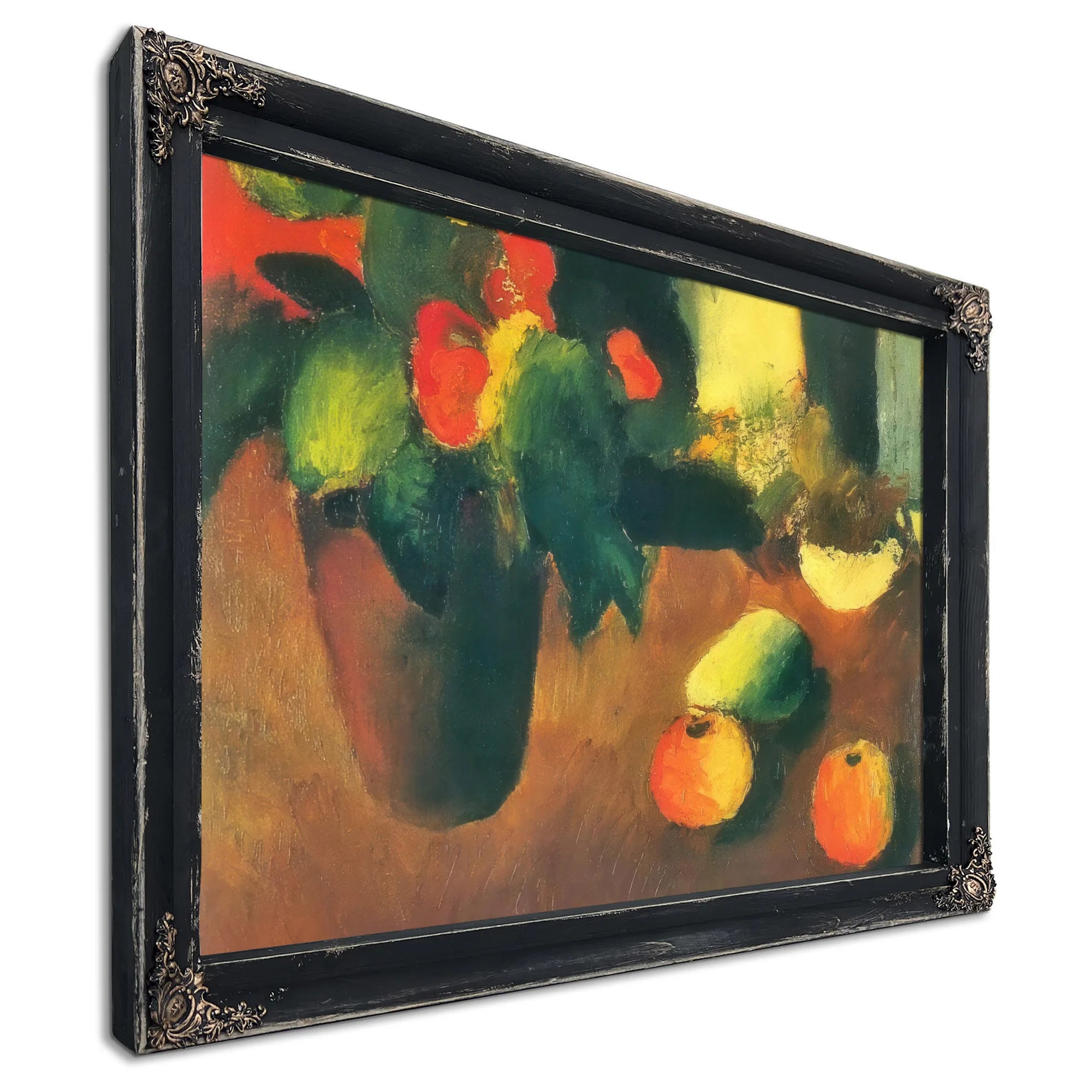 Still Life With Begonisas Apples And Pear By August Macke Fine Art Print